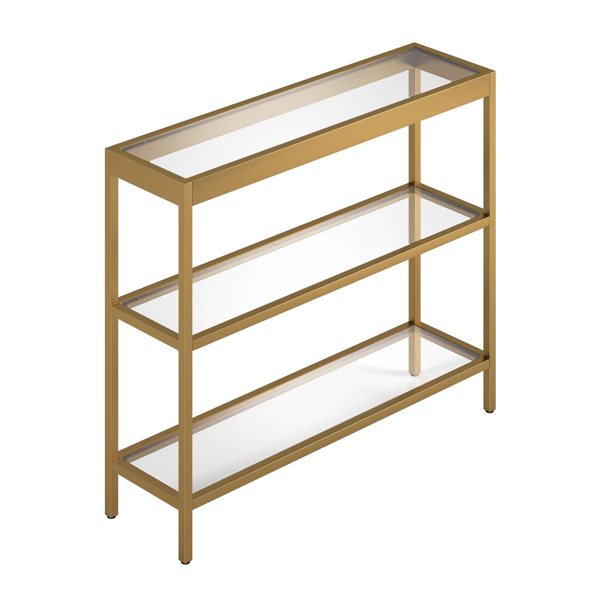 Evelyn&Zoe Alexis 36" Wide Rectangular Console Table, Brass