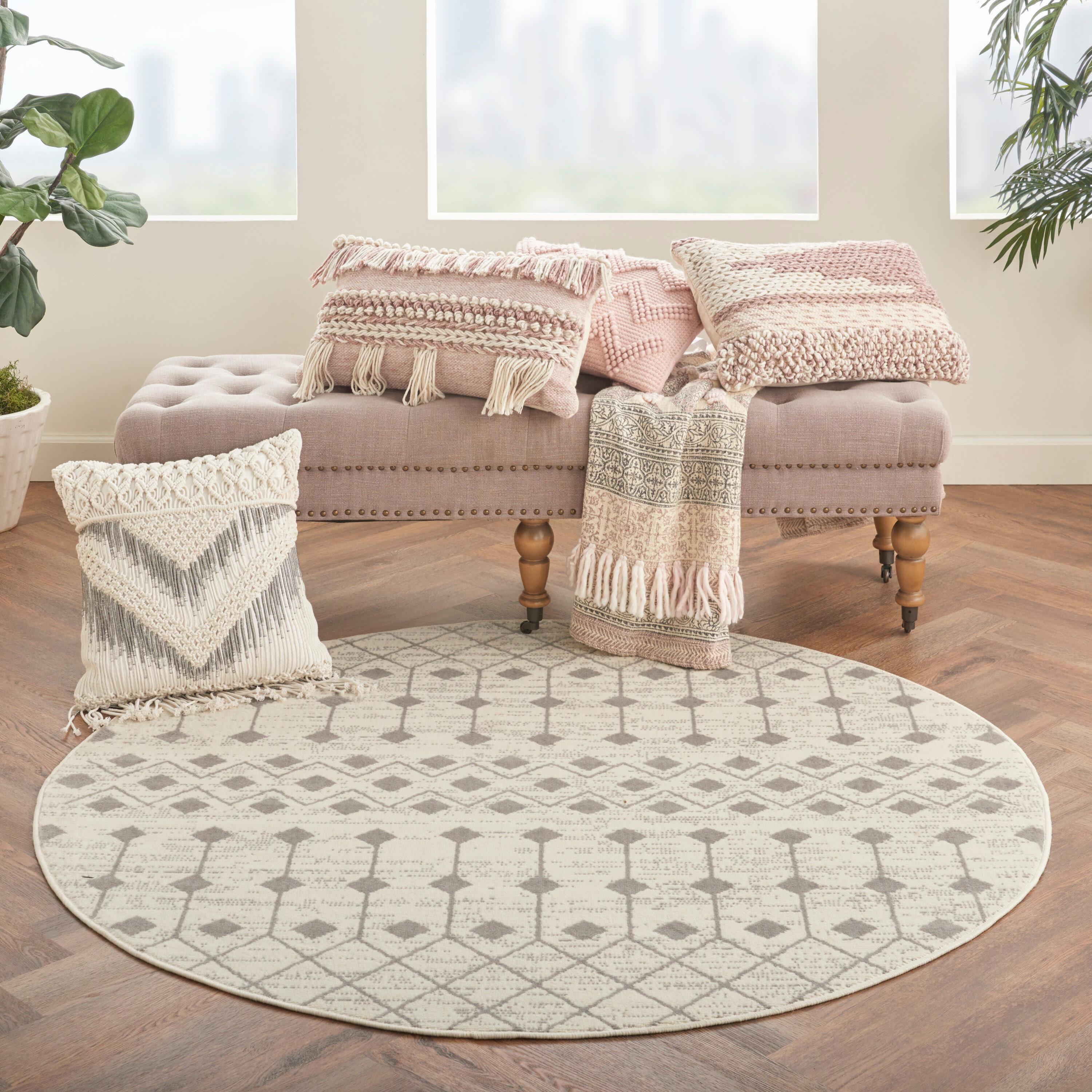 Nourison Grafix GRF37 Indoor Area Rug Ivory/Grey 5'3" x ROUND