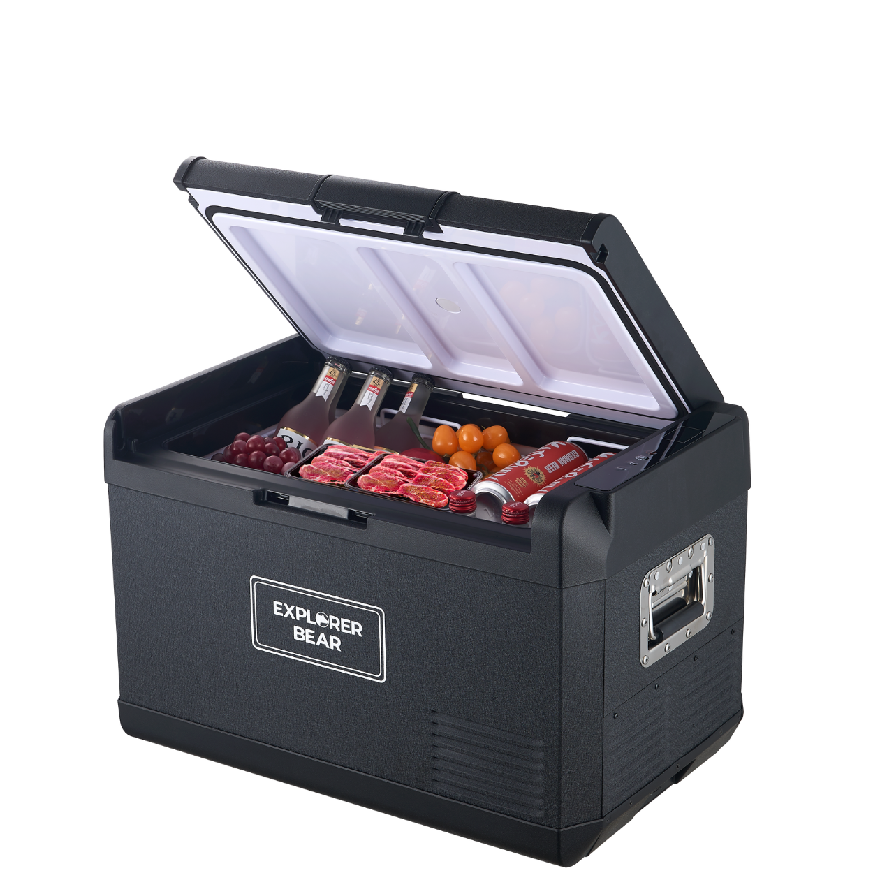 Explorer Bear 12 Volt Refrigerator 12V Car Fridge 50L/52.8Qt 12/24V DC 110-240V AC Portable Freezer LG Compressor Cooler 0℉-50℉ 3-Year Warranty for Truck Van RV SUV Boat Travel Road Trips Camping