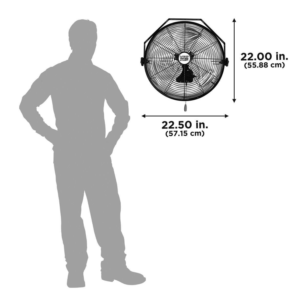 MaxxAir 18 in. 3-Speed Tilting Wall Mount Fan with Hanging Bar