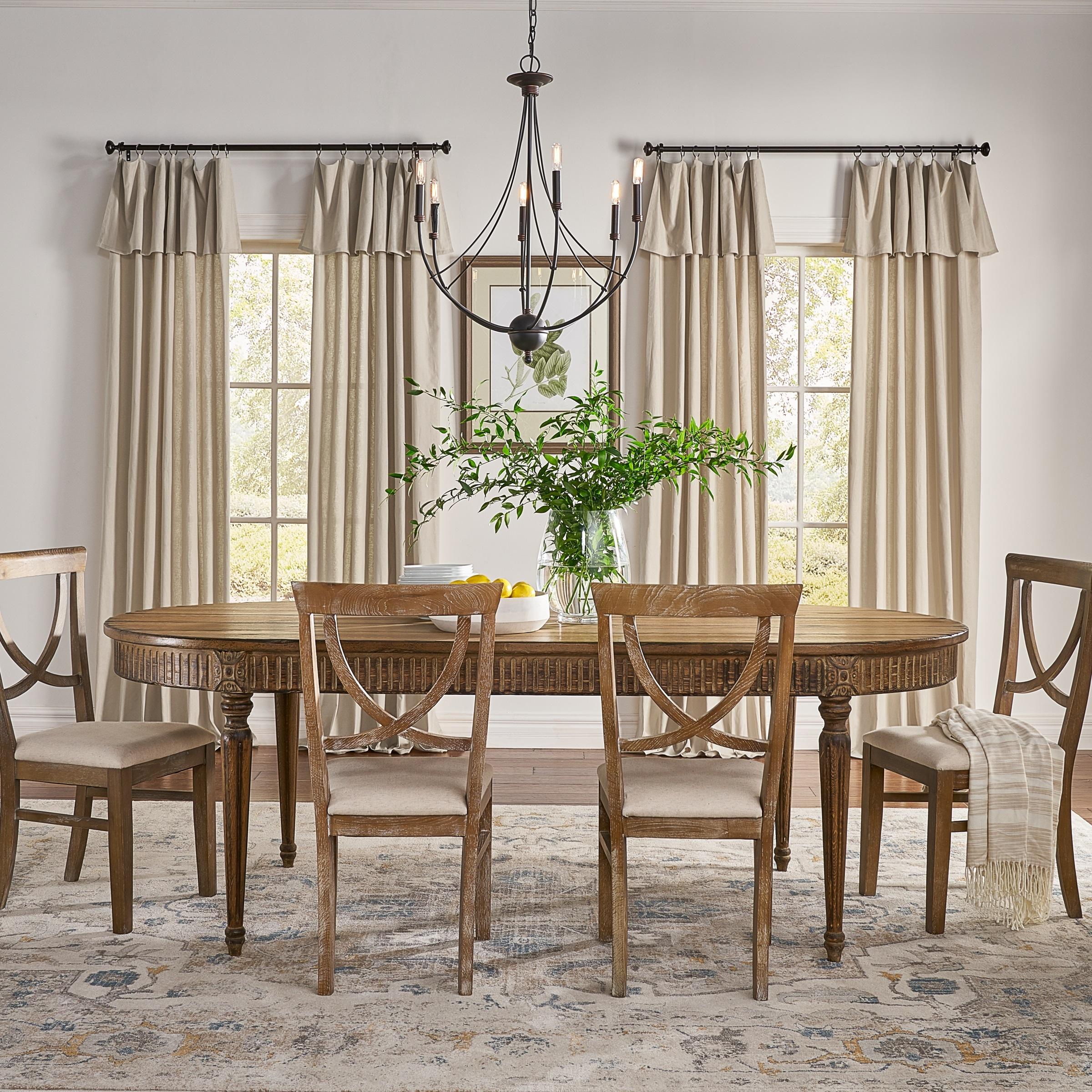 Mercantile Drop Cloth Light Filtering Ring Top Tab Farmhouse Curtain Panel with Valance Linen 63 Inches