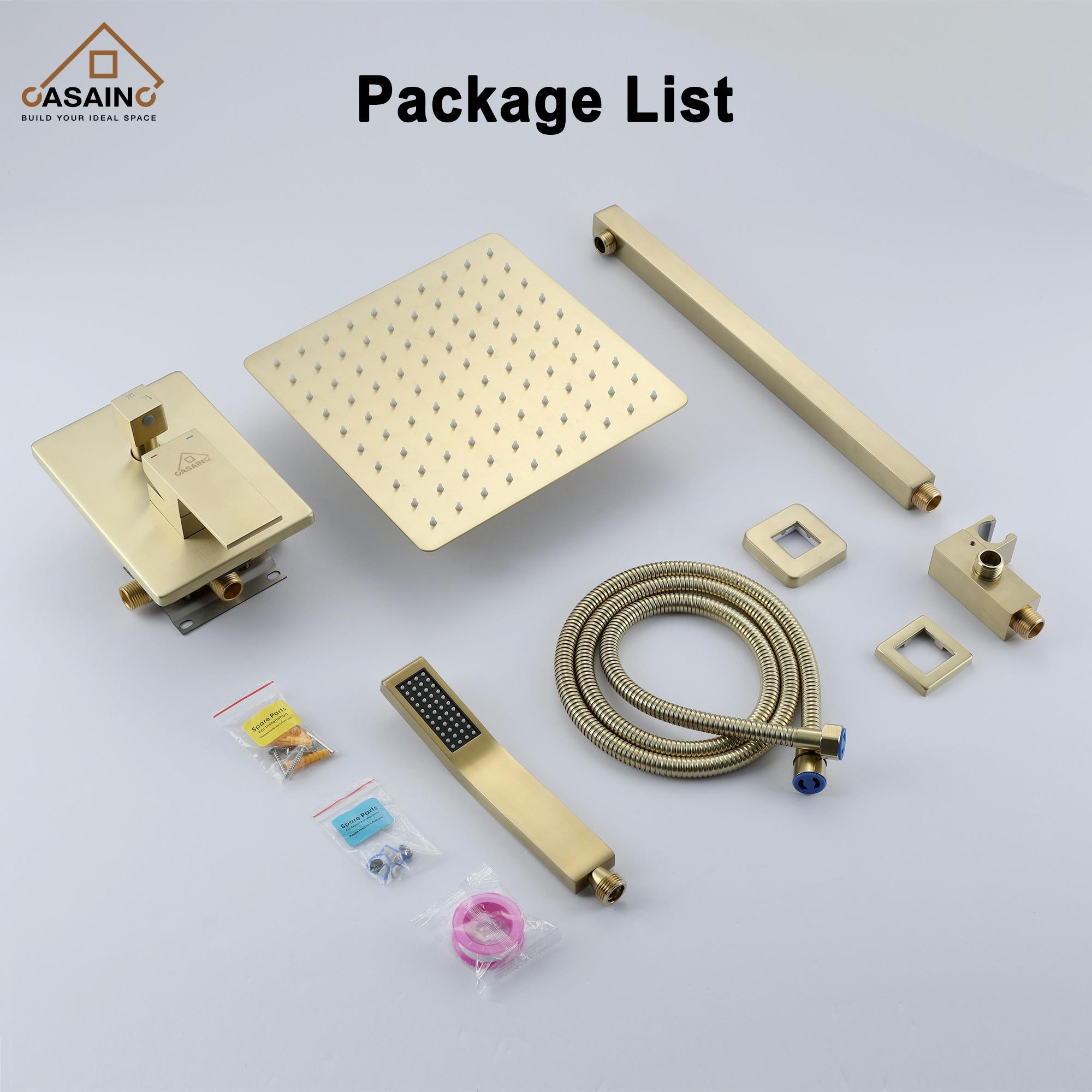 CASAINC 10'' Wall Mounted Shower System with Handheld Sprayer, Brushed Gold