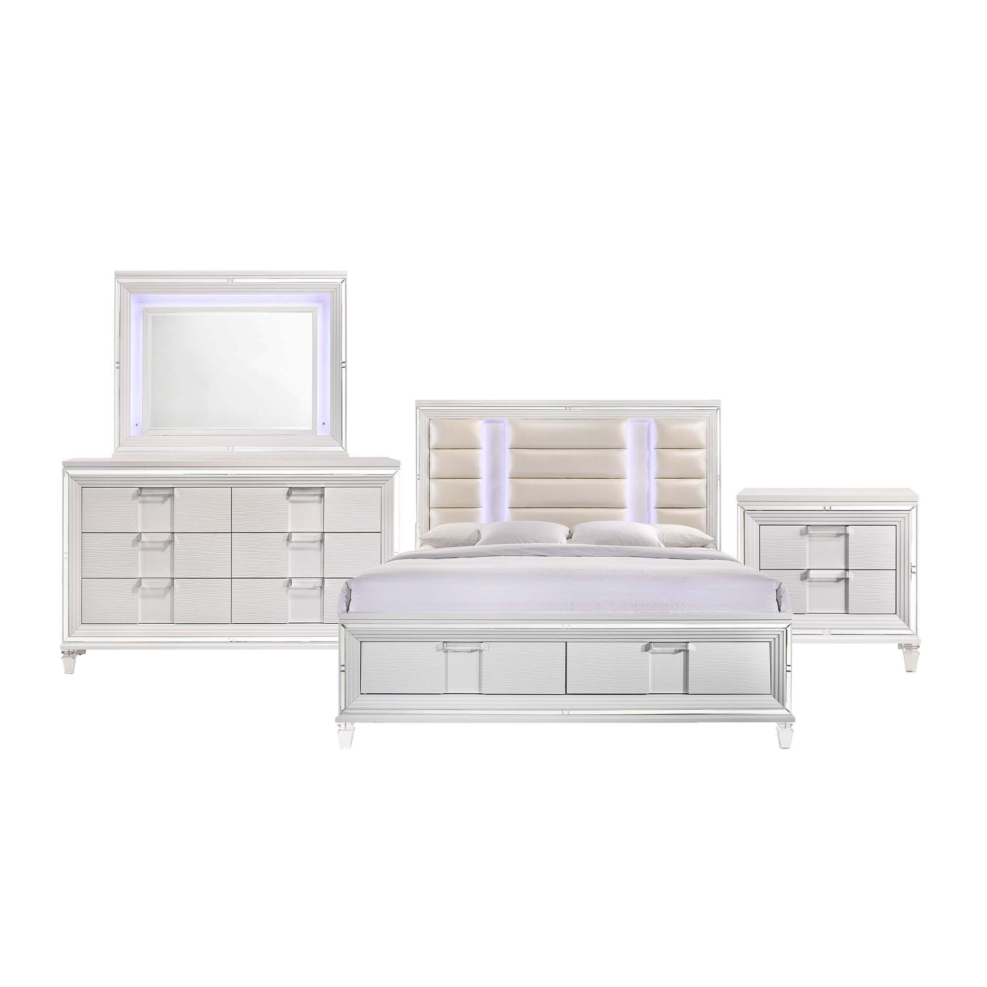 Picket House Furnishings Charlotte King Storage 4PC Bedroom Set in White