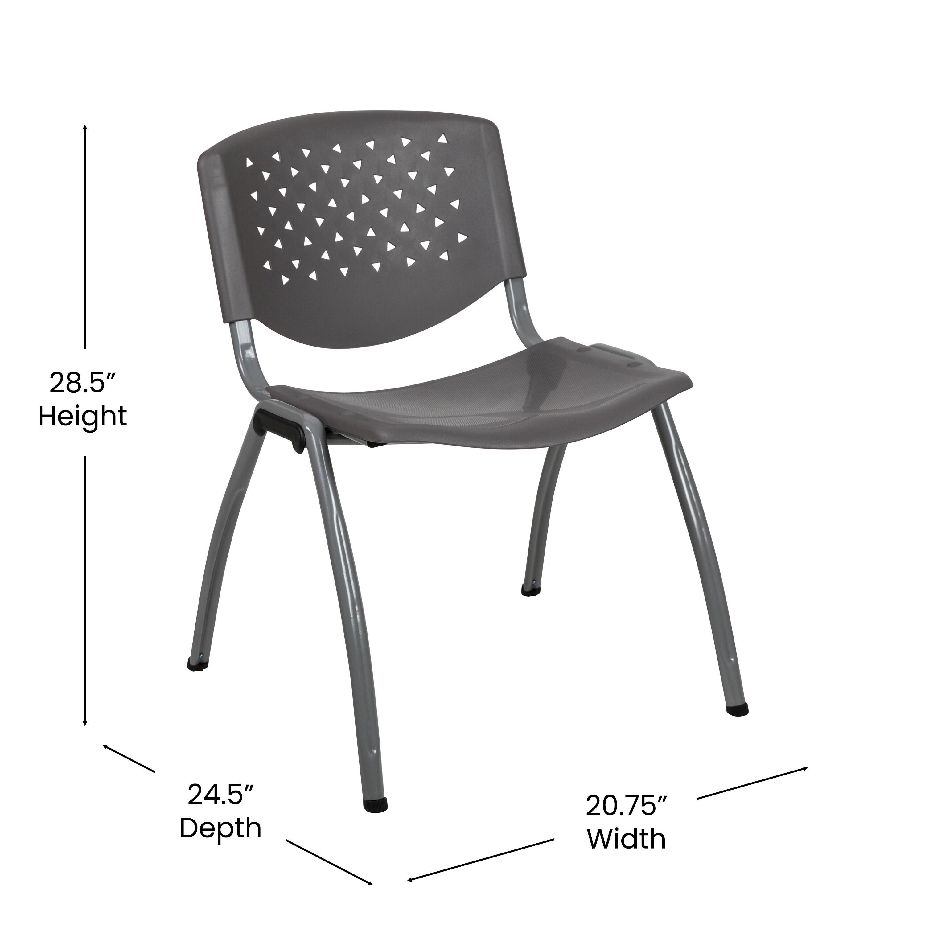 Flash Furniture Memphis 880 lb. Capacity Plastic Stack Chair with Powder Coated Frame