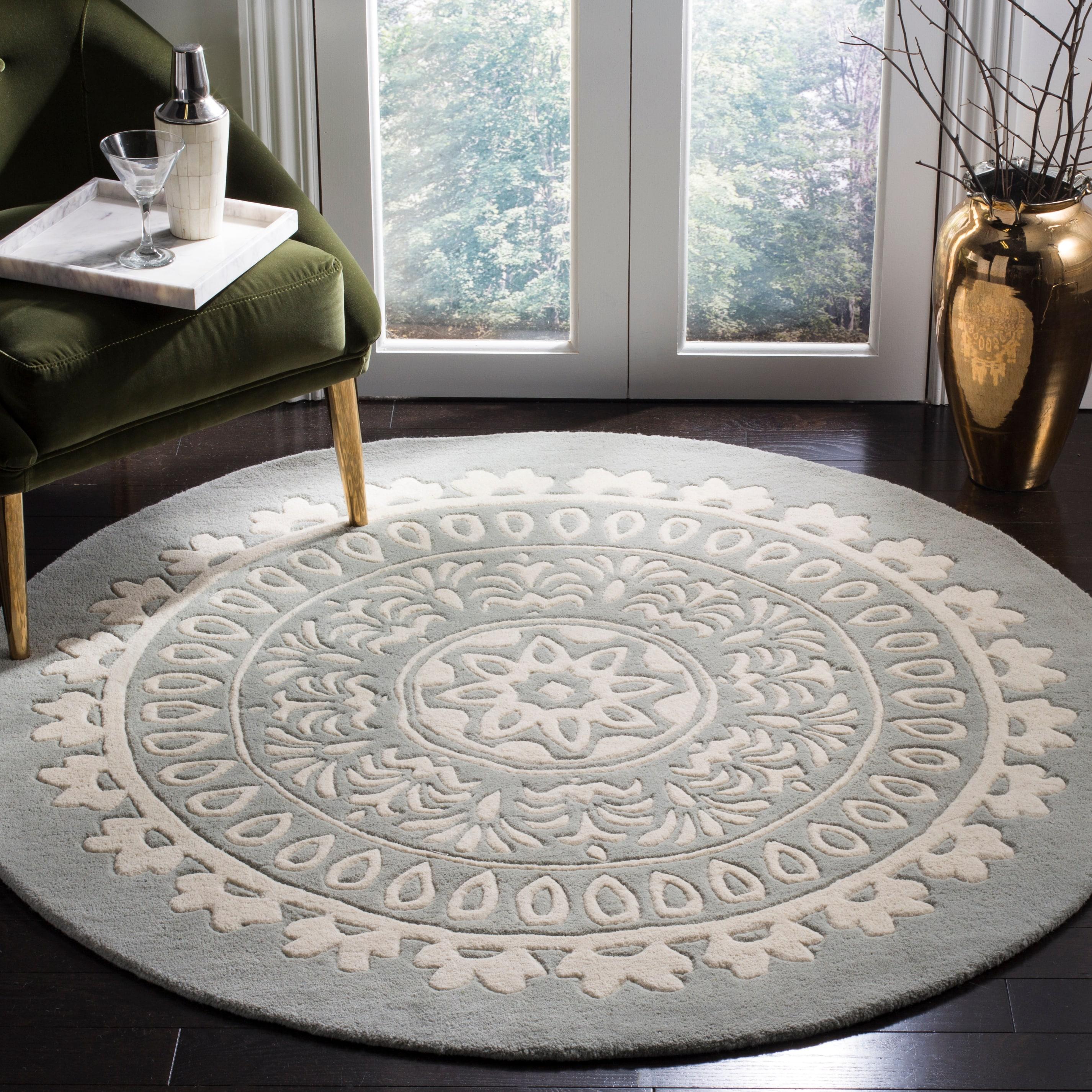 Bella BEL122 Hand Tufted Area Rug - Grey/Ivory - 7' round - Safavieh.
