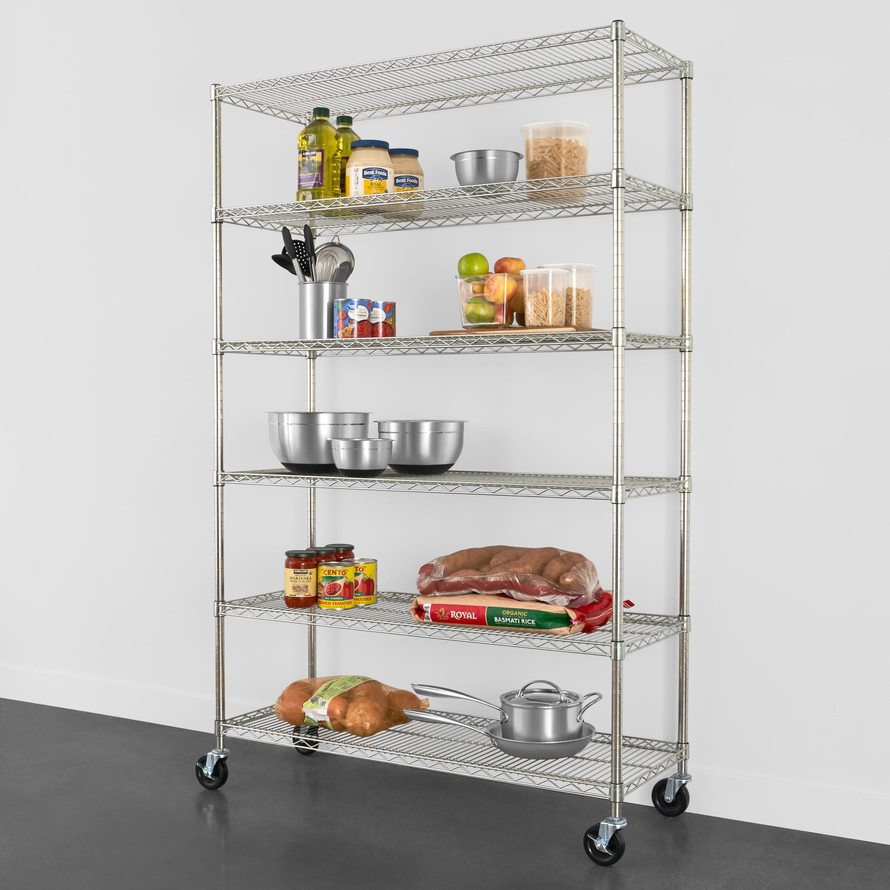 WFX Utility™ SafeRacks 6 Tiered Storage Shelves w/Heavy Duty Steel Wire Shelving Unit, Silver