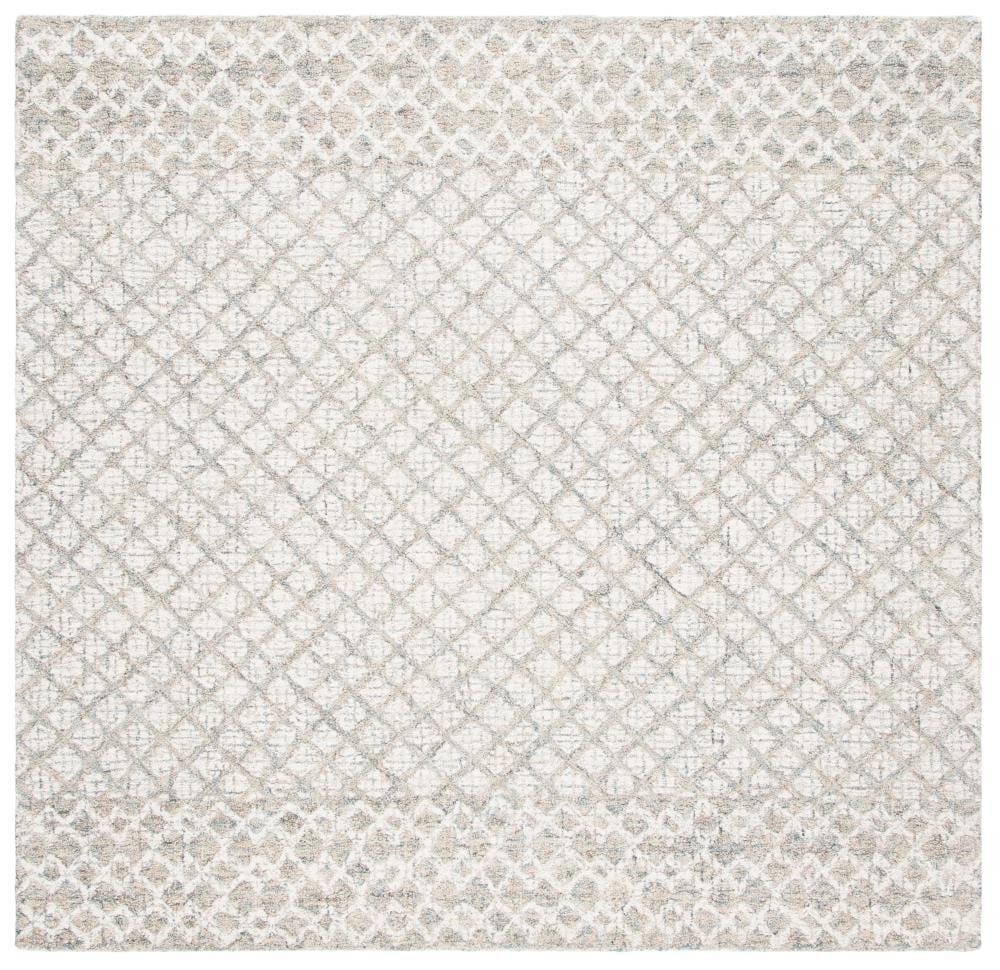 Abstract ABT203 Handmade Indoor Area Rug - Ivory/Grey - 6'x6' - Safavieh