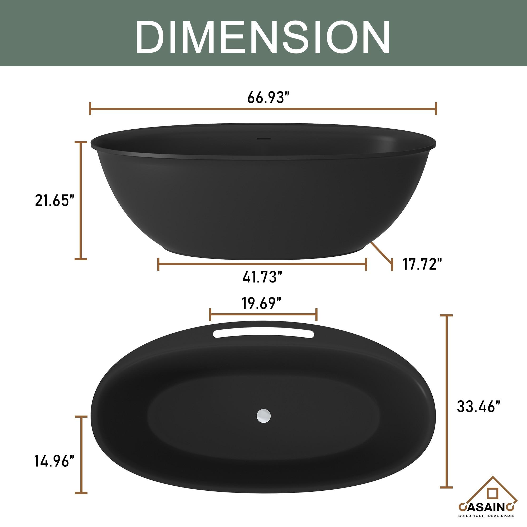 Coral Way 67'' x 34'' Solid Surface Stone Freestanding Soaking Bathtub