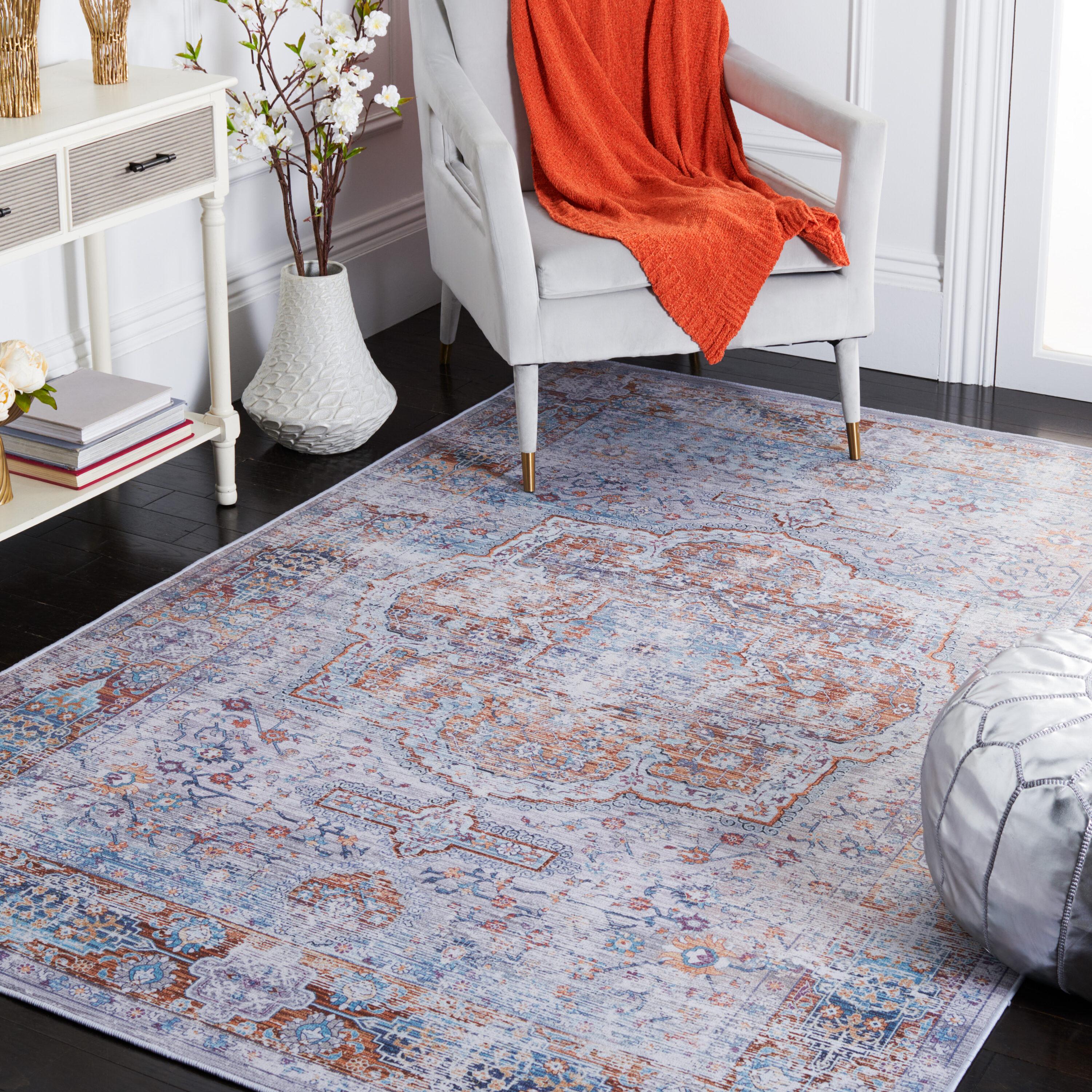 Tucson TSN145 Power Loomed Machine Washable Area Rug - Beige/Rust - 8'9"x11'9" - Safavieh.