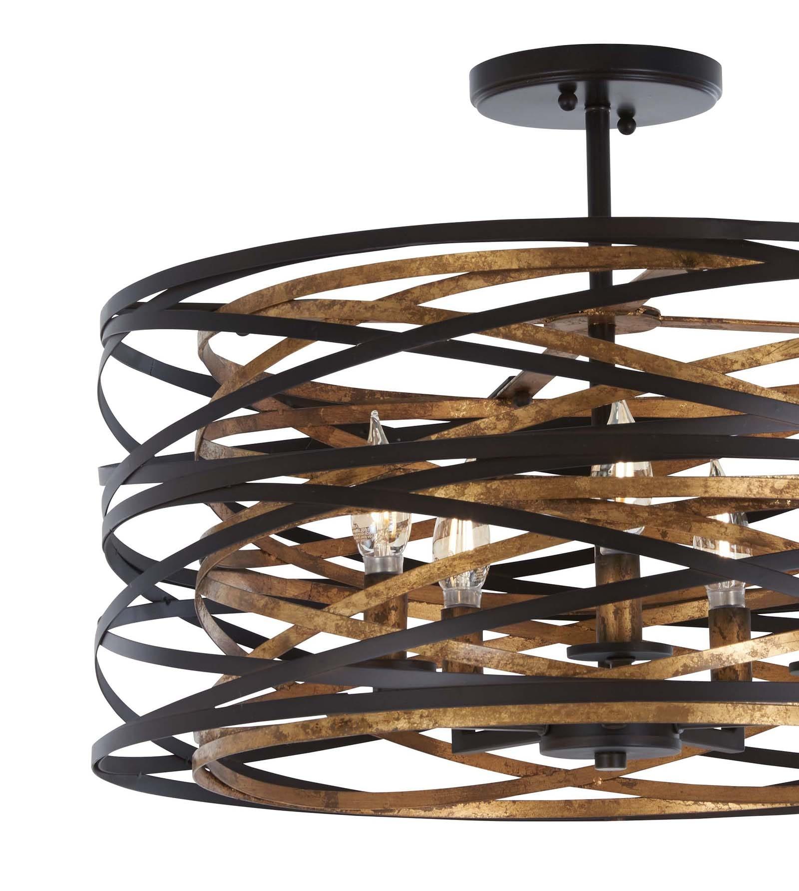 Minka Lavery Vortic Flow 20" Wide Dark Bronze and Mosaic Gold 5-Light Pendant