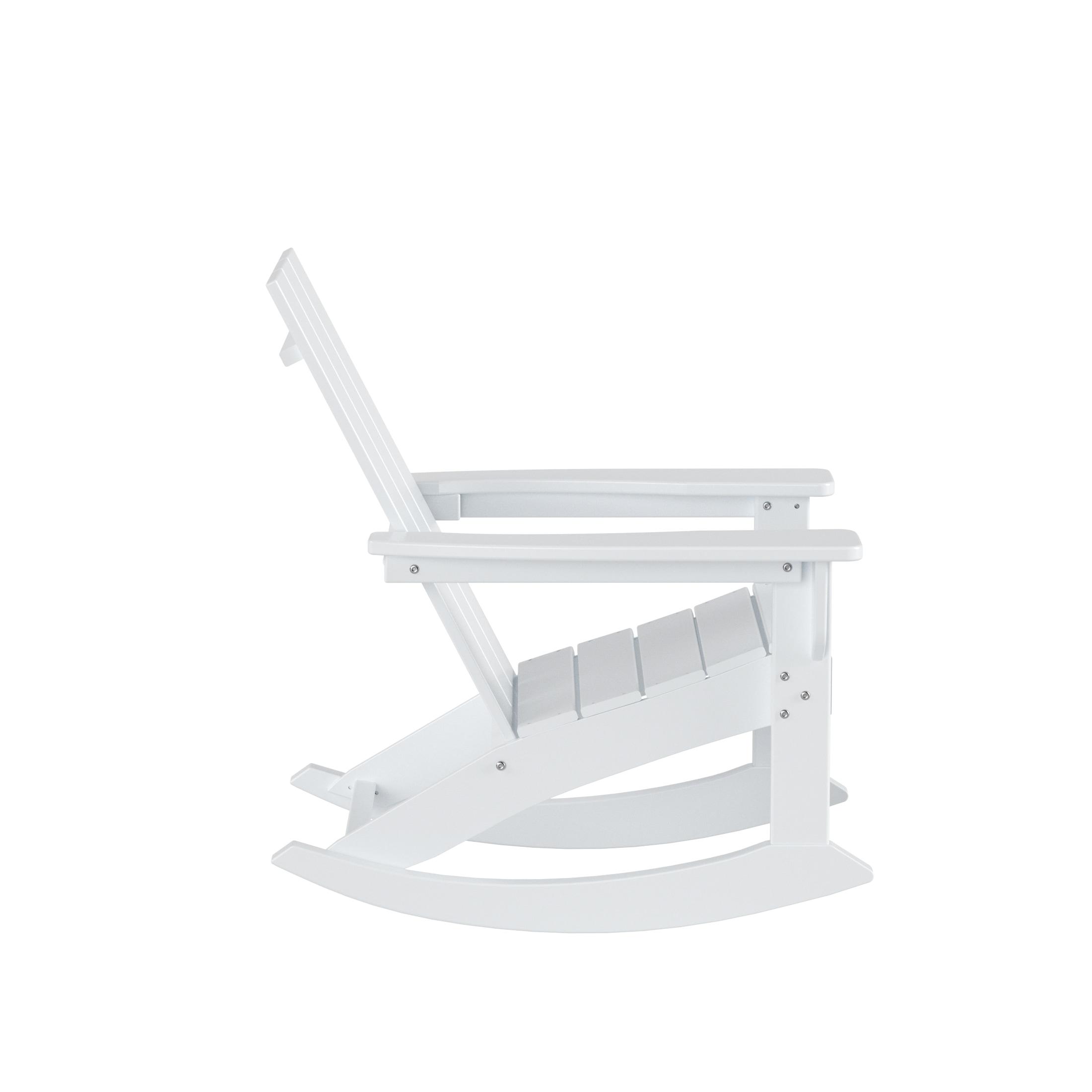 Polytrends  Shoreside Modern Eco-Friendly All Weather Poly Adirondack Rocking Chair White