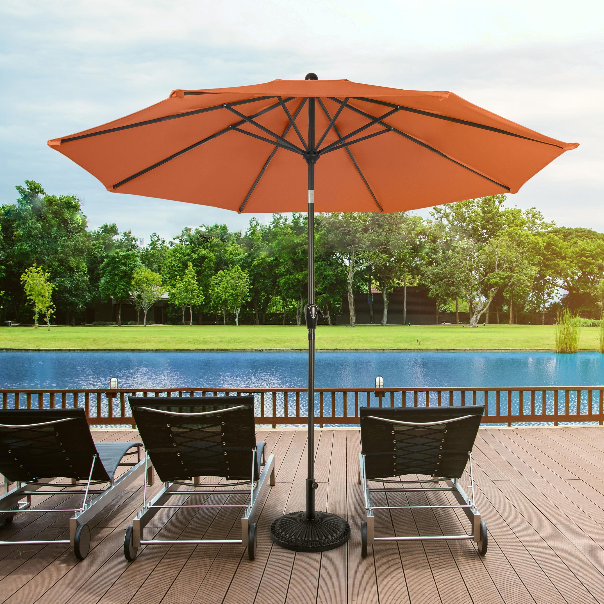 Pure Garden 10 Ft Patio Umbrella with Base, Orange