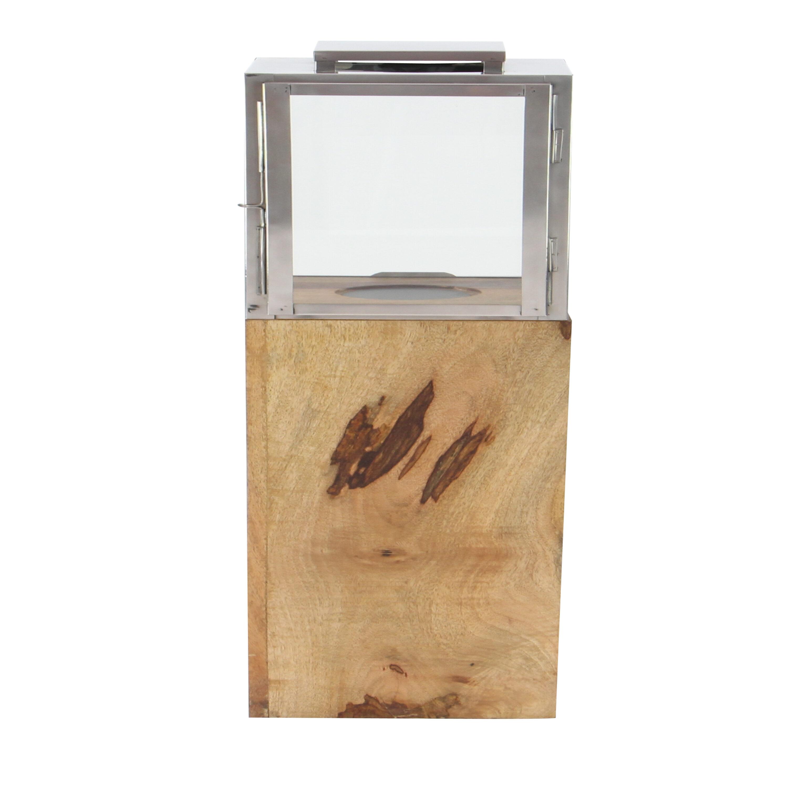 Loon Peak® Mango Wood Handmade Decorative Indoor Outdoor Brown Candle Lantern