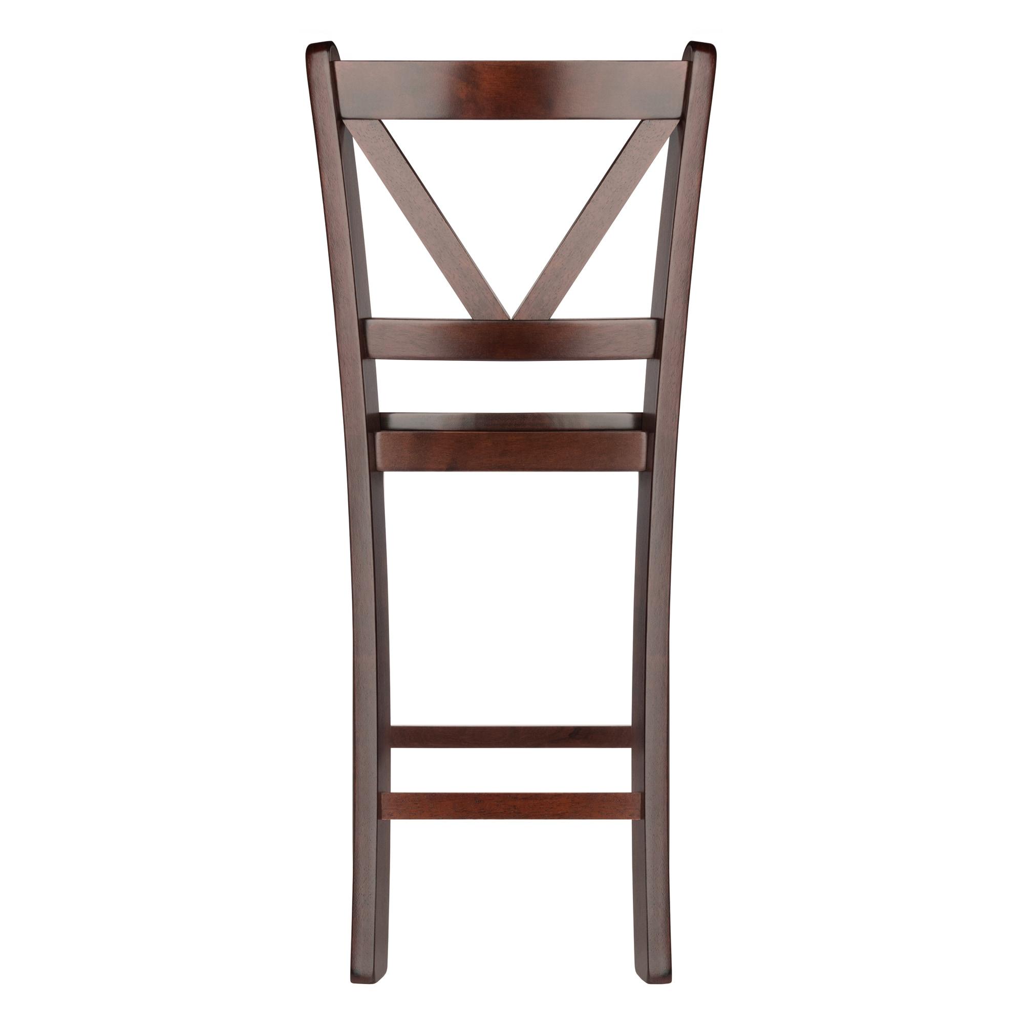 24" Set of 2 Victor V-Back Counter Height Barstool Wood/Walnut - Winsome