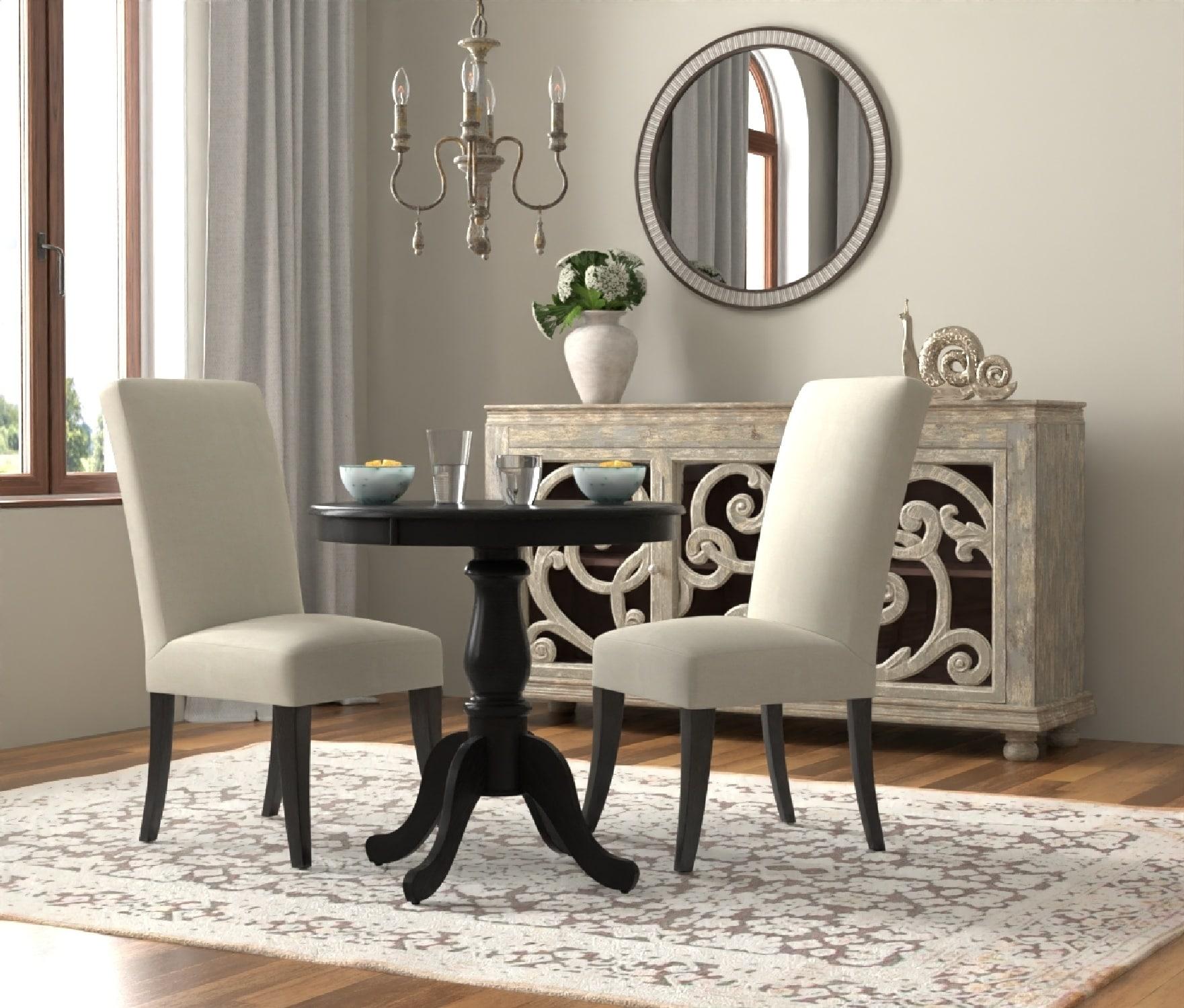 Carolina Living 30" Salem Round Pedestal Dining Table Black: Rubberwood, MDF, Non-Extension