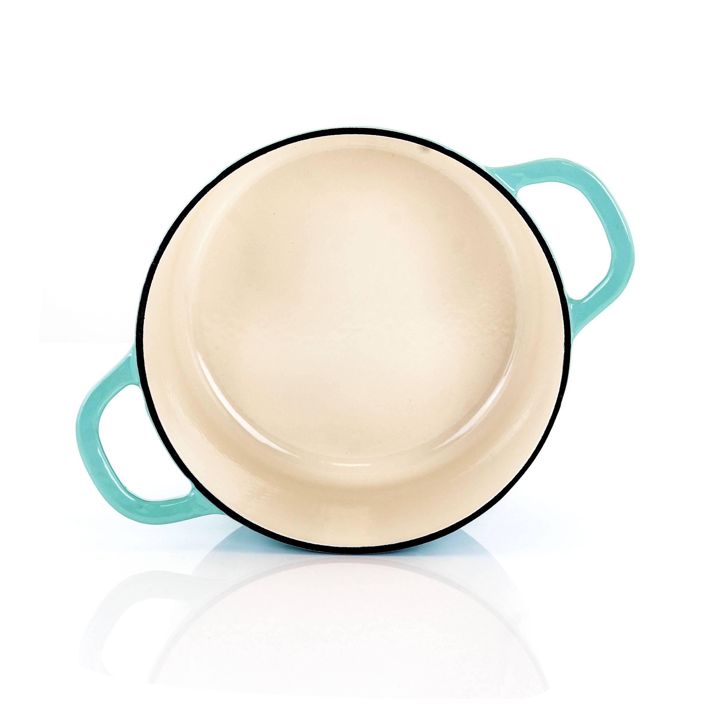 Crock-Pot 3 Quart Round Enamel Cast Iron Covered Dutch Oven Cooker, Aqua Blue
