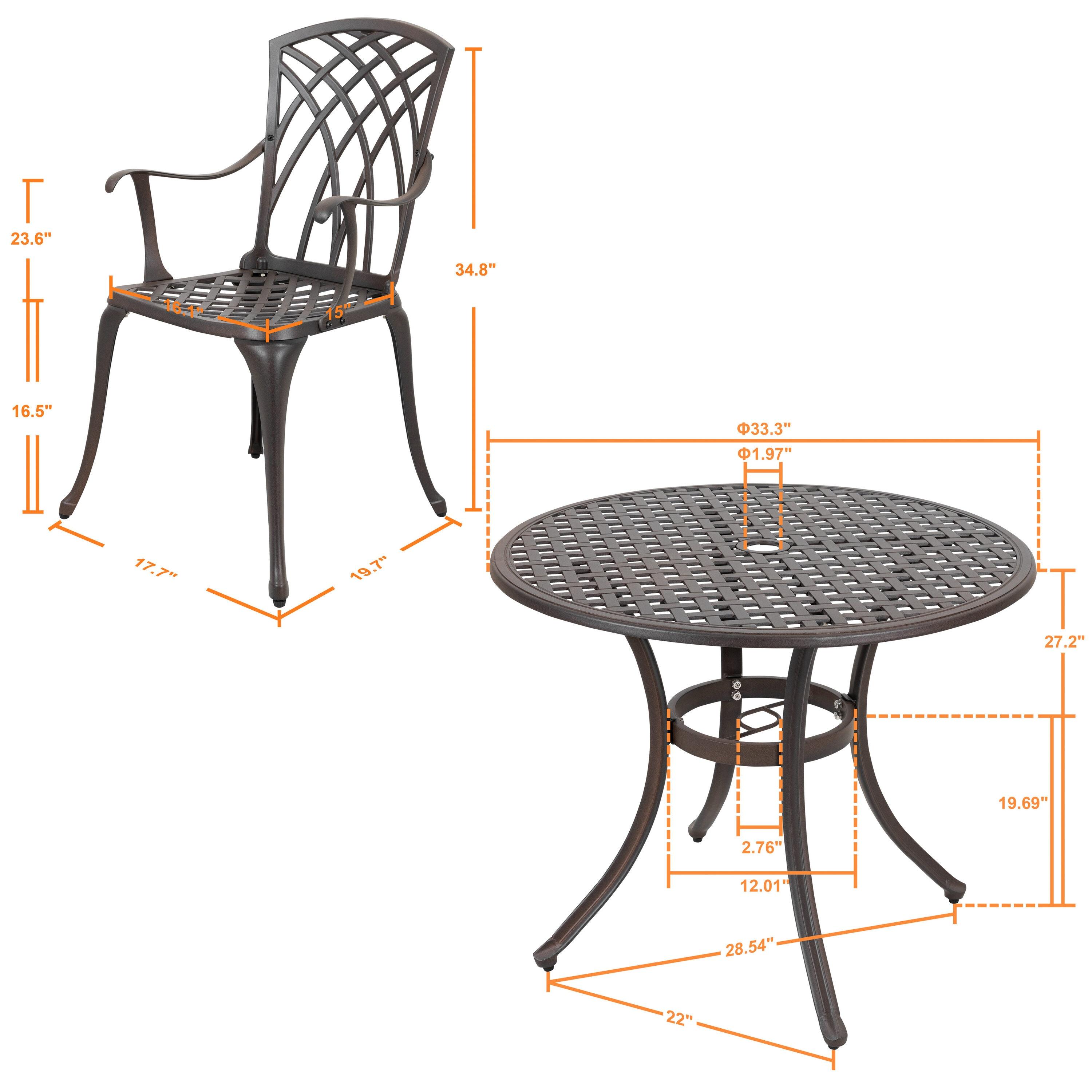 Nuu Garden 5-Piece Outdoor Dining Set, Cast Aluminum All-Weather Patio Furniture Set, Outside Patio Table and Chairs with Umbrella Hole for Garden, Deck, Antique Bronze