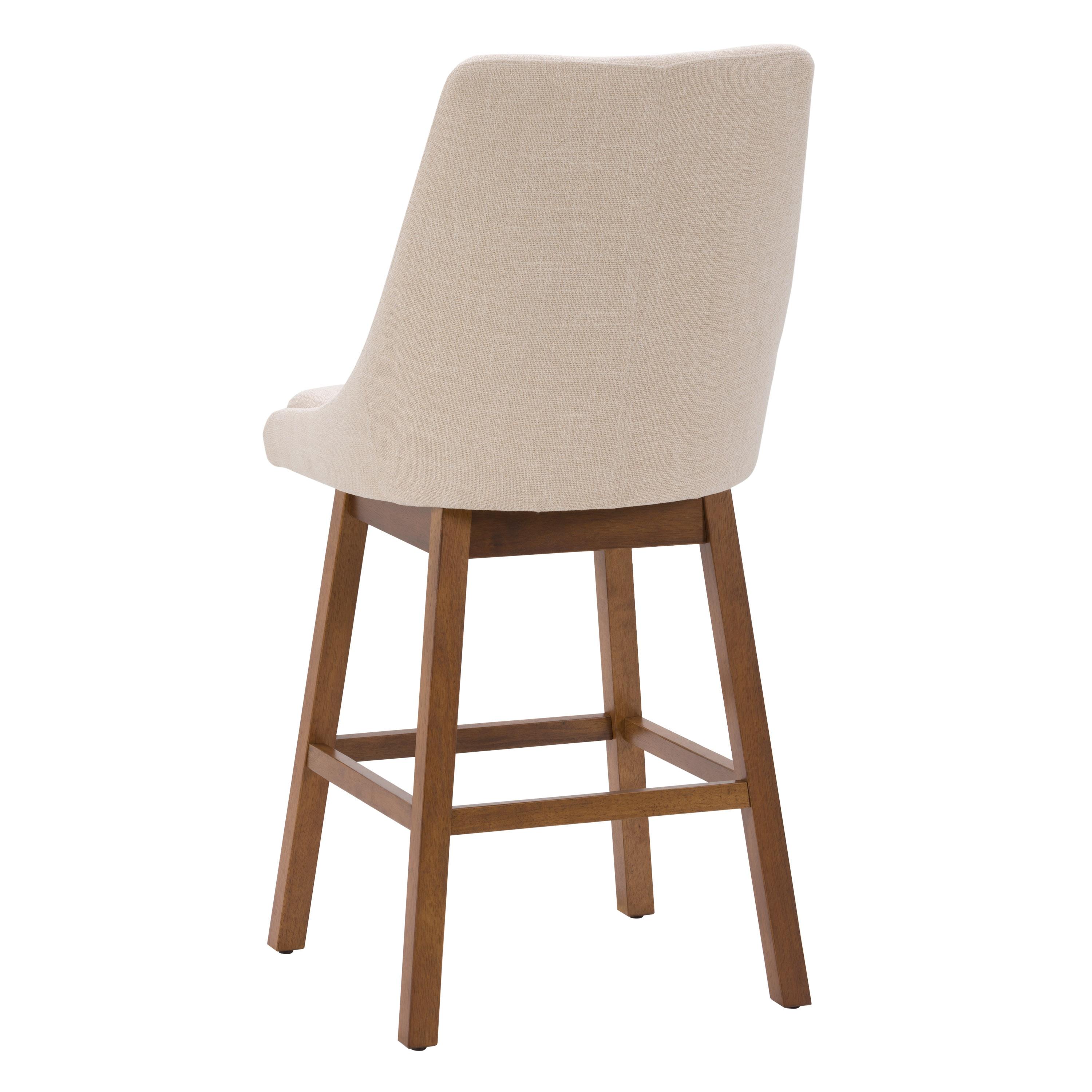 Set of 2 Boston Formed Back Fabric Barstools Beige - CorLiving: Counter Height, Upholstered, Rubberwood Legs