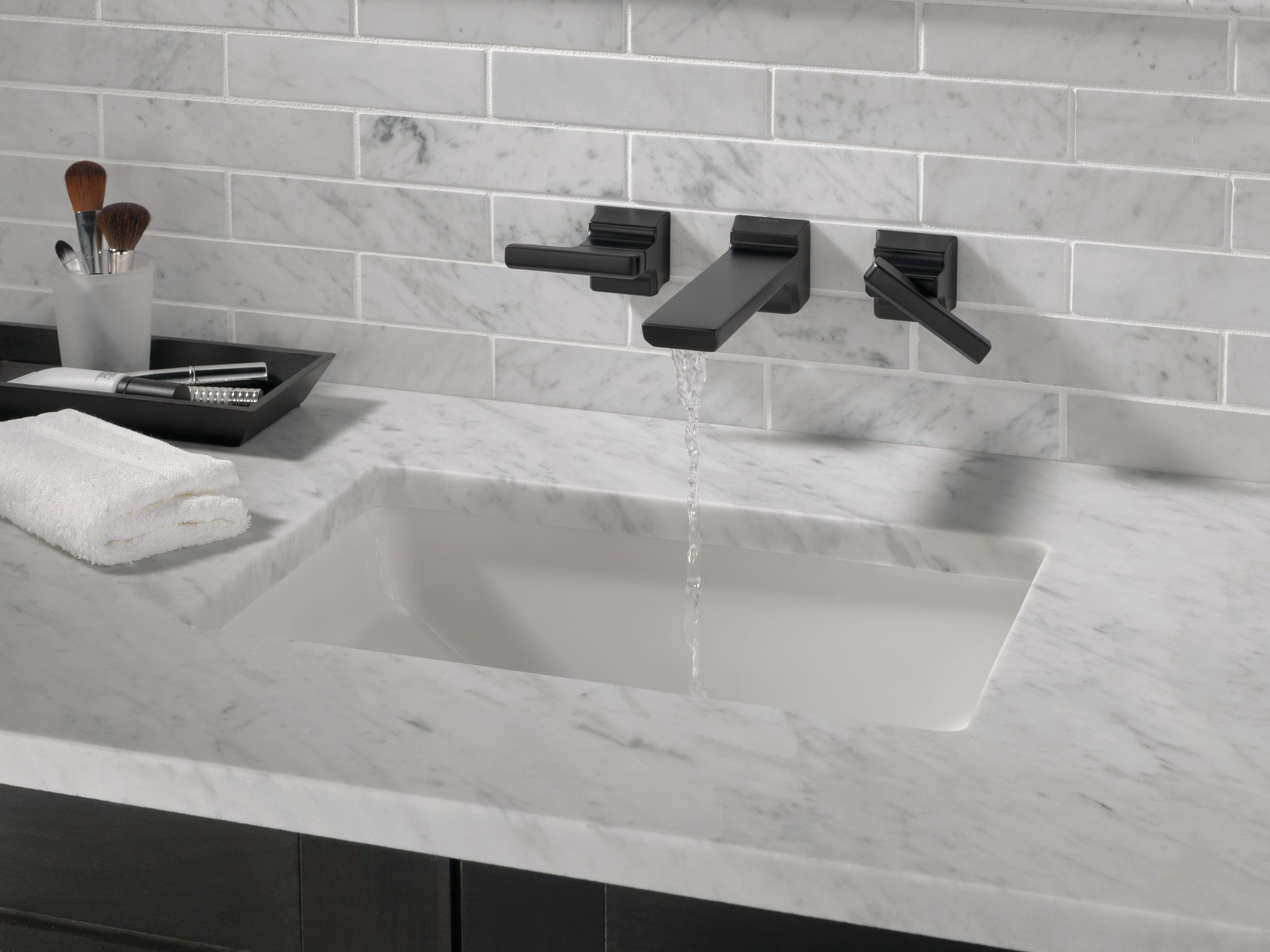 Pivotal Double Handle Wall Mounted Bathroom Faucet