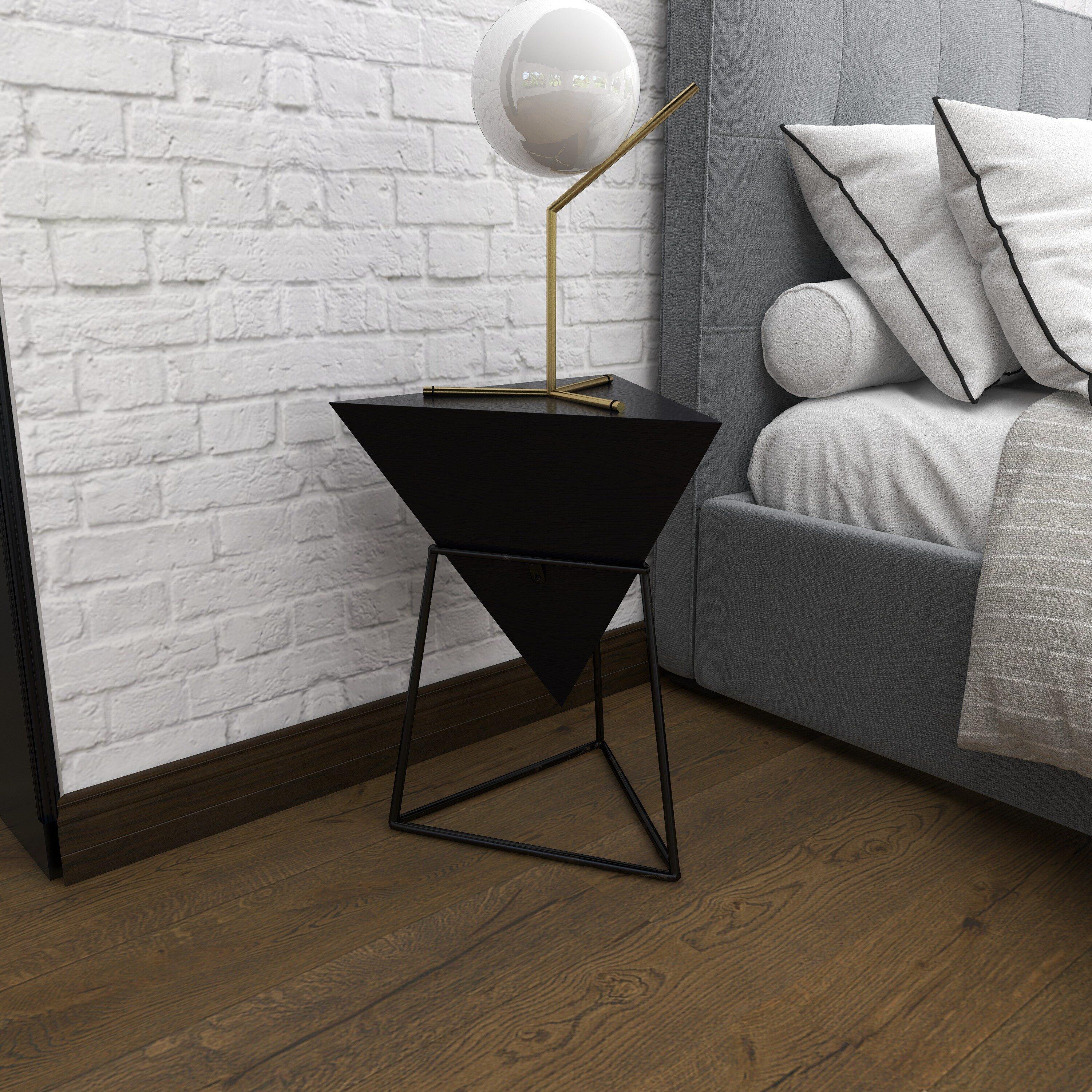 Modern Triangular Accent Table Gray - Olivia & May: Chic Side Table, Metal Frame, Wood Top, Easy to Clean