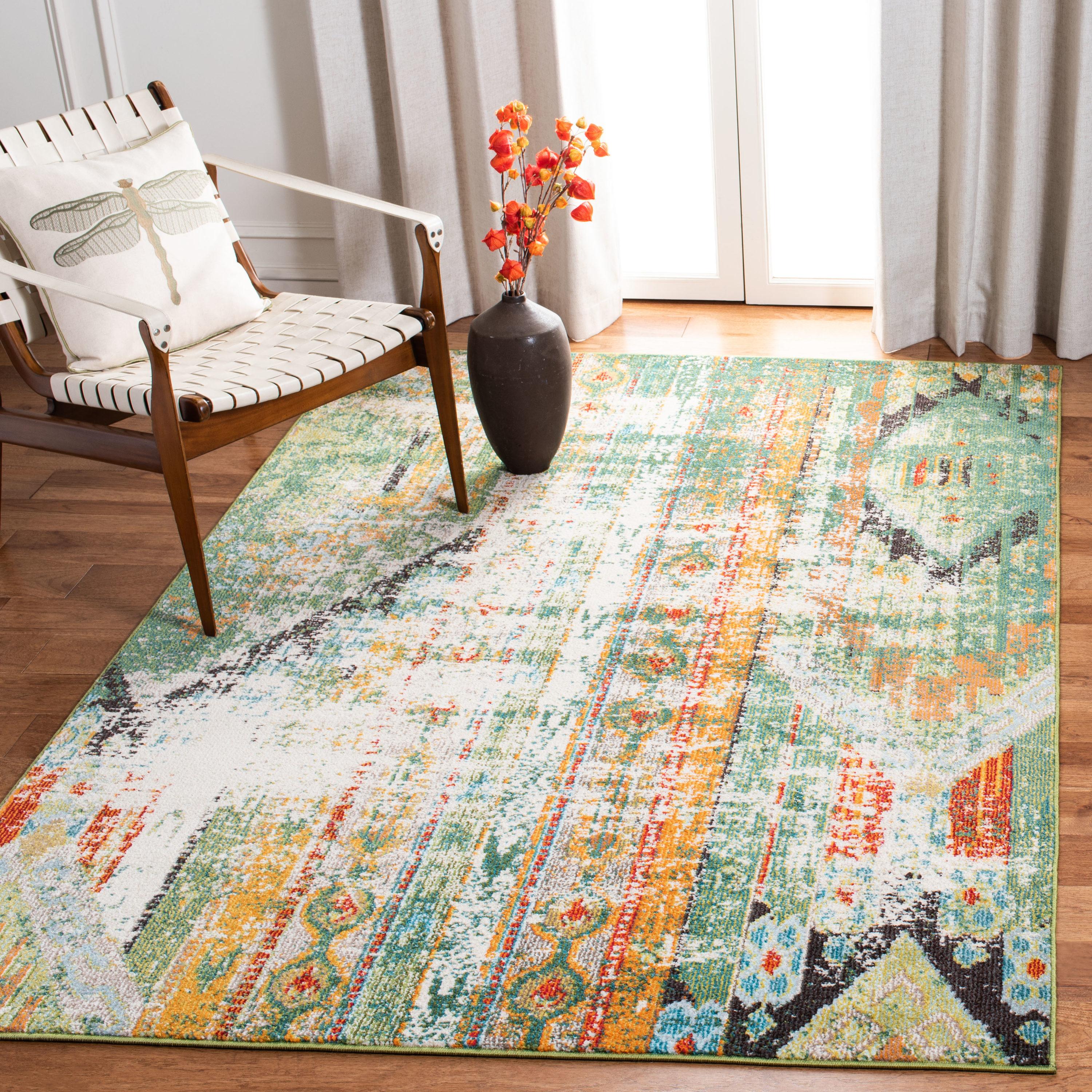 Madison MAD422 Power Loomed Indoor Area Rug - Green/Orange - 5'3"x7'6" - Safavieh