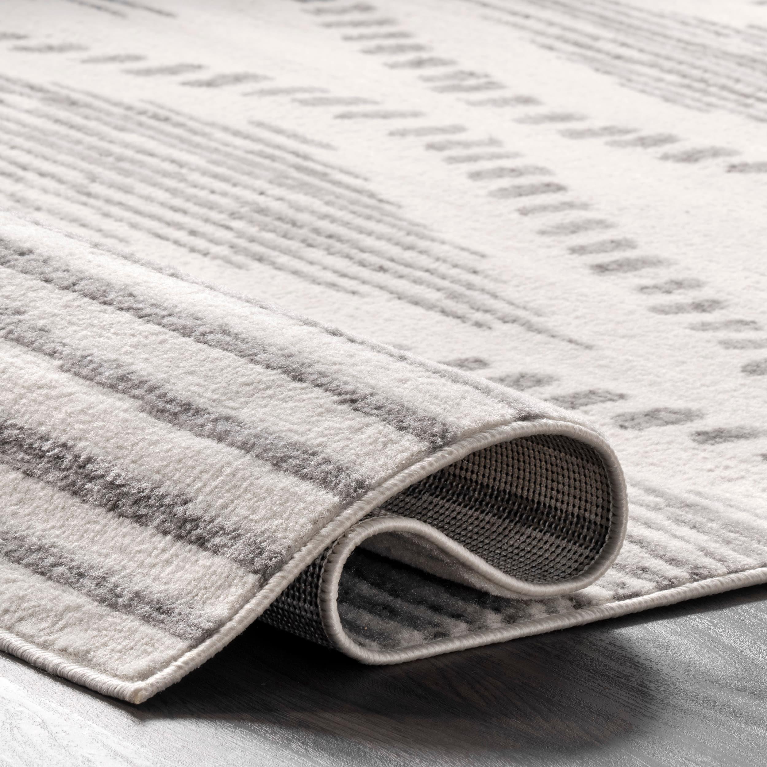 4'x6' Briggs Contemporary Striped Area Rug Light Gray - nuLOOM: Geometric Pattern, Low Pile, Indoor Use, Rectangle
