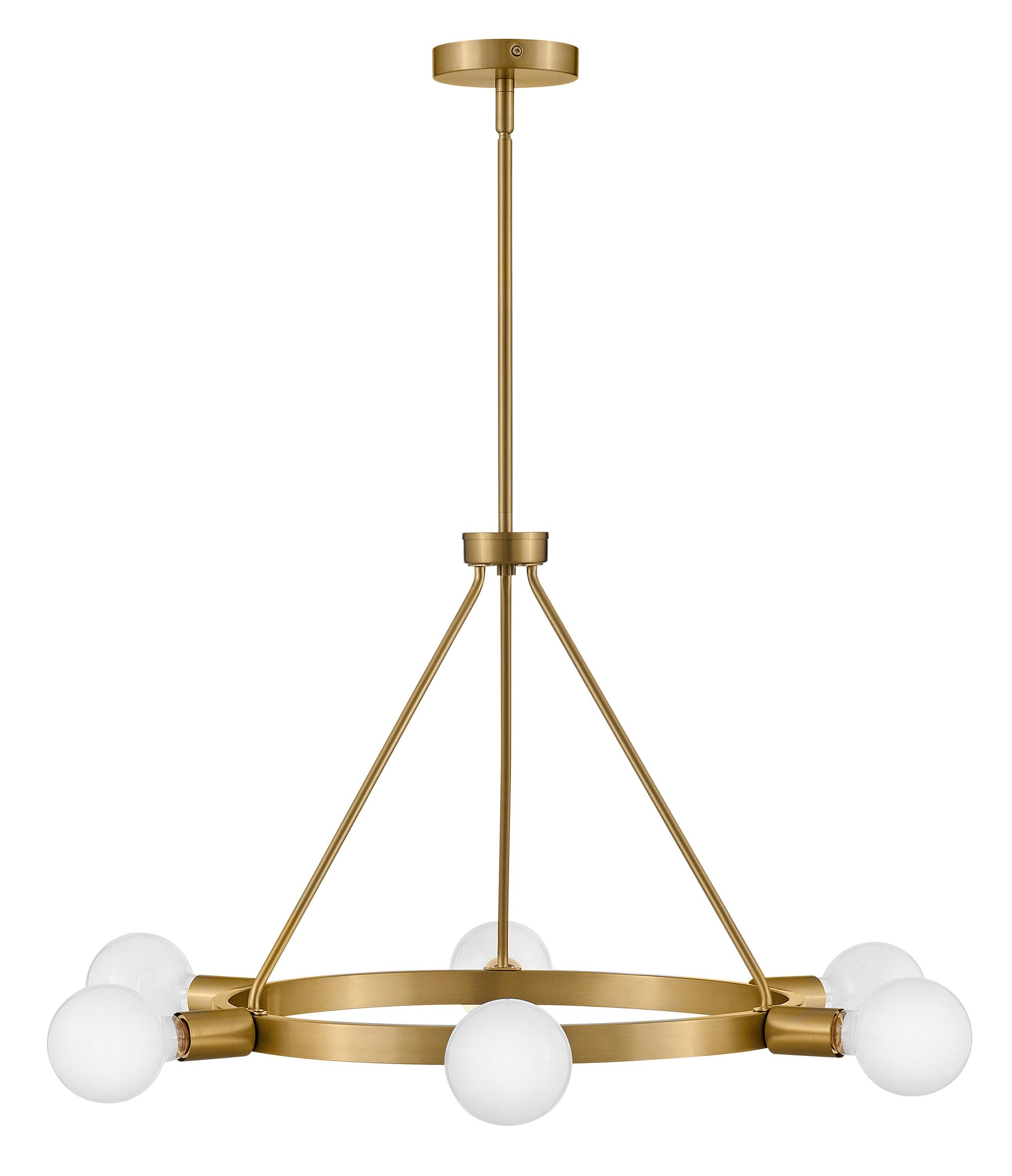 Lark Orla 6 - Light Chandelier in  Lacquered Brass