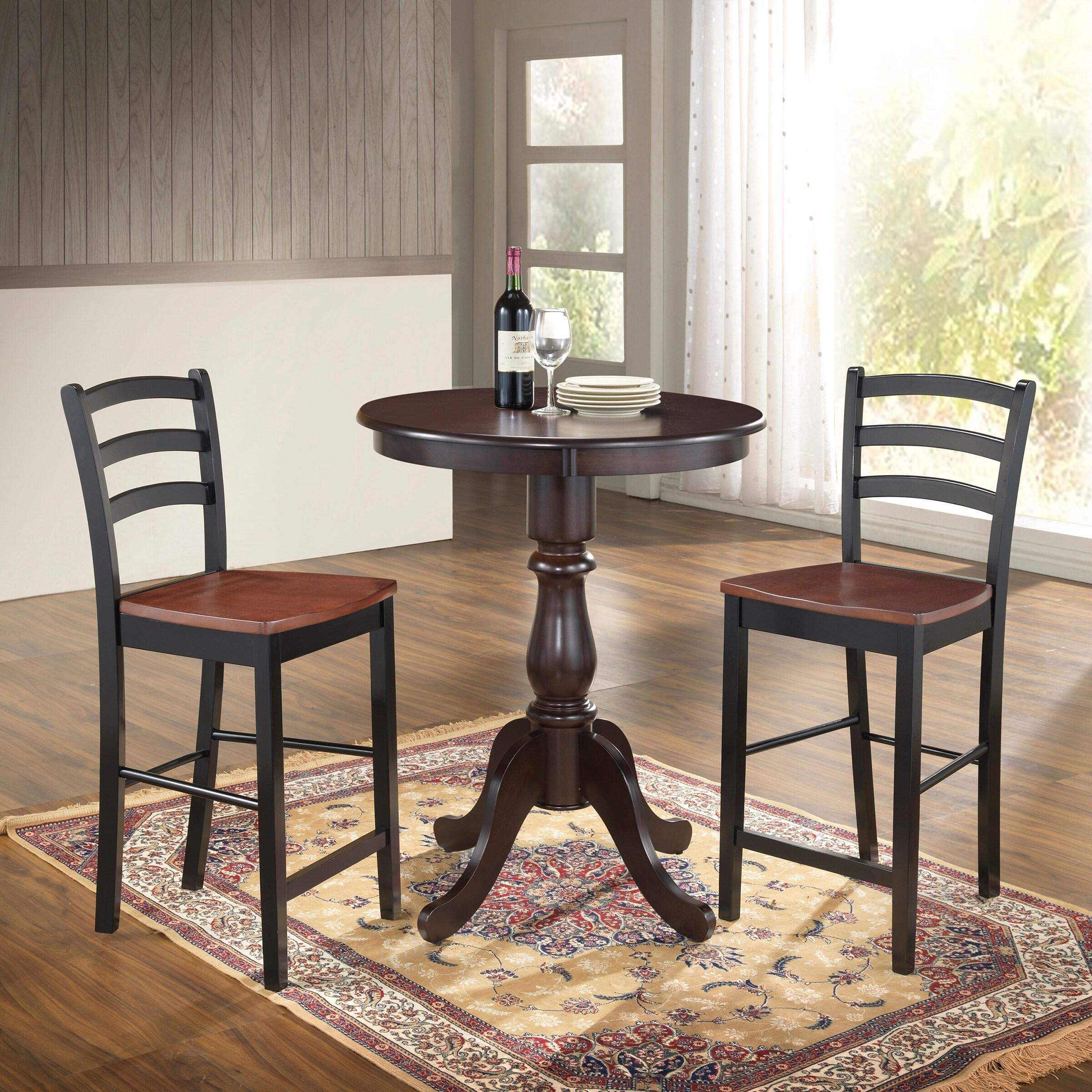 Carolina Living 30" Salem Round Pedestal Bar Table Espresso: MDF, Rubberwood, for 2