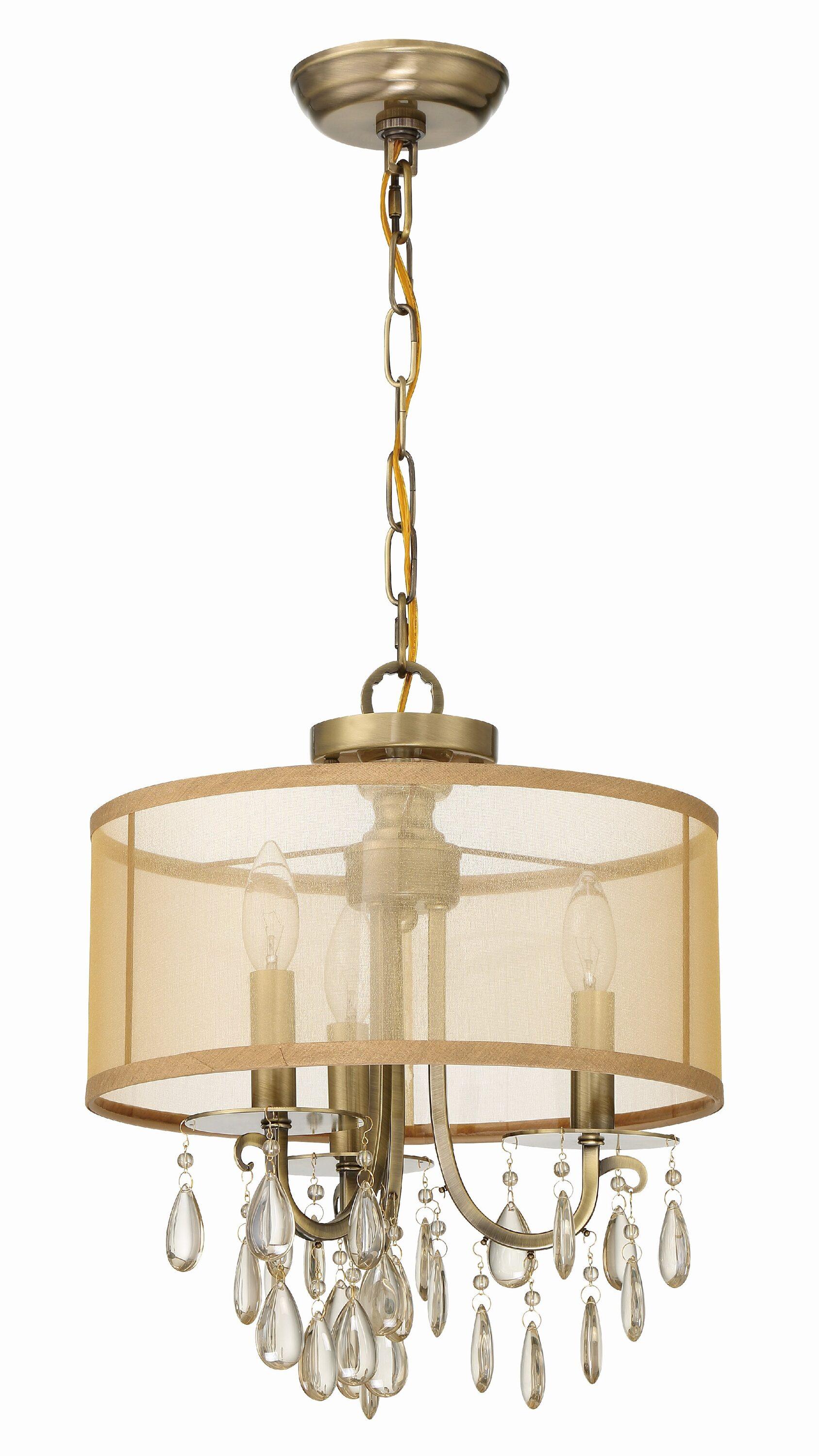 Crystorama Lighting Hampton 3 - Light Chandelier in  Antique Brass