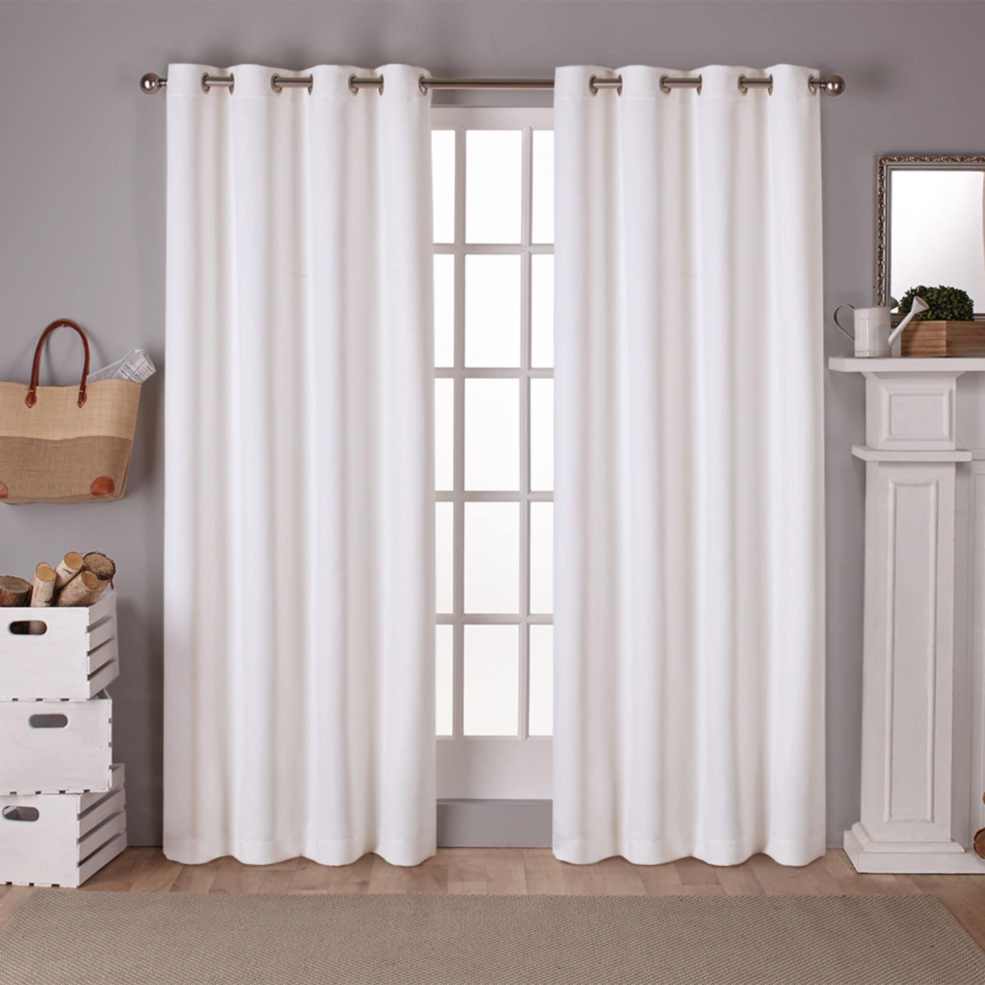 EXCLUSIVE HOME Sateen Twill Woven Room Darkening Blackout Grommet Top Curtain Panel Pair, 52"x96", Vanilla