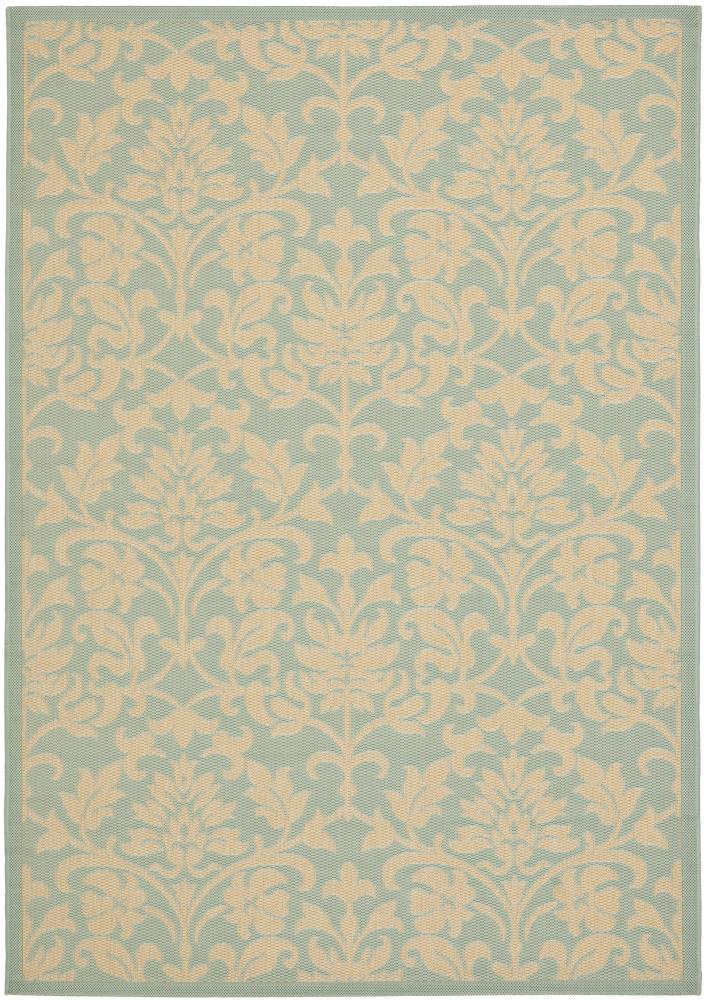 Courtyard CY6132 Power Loomed Indoor/Outdoor Area Rug - Aqua/Cream - 8'x11' - Safavieh.