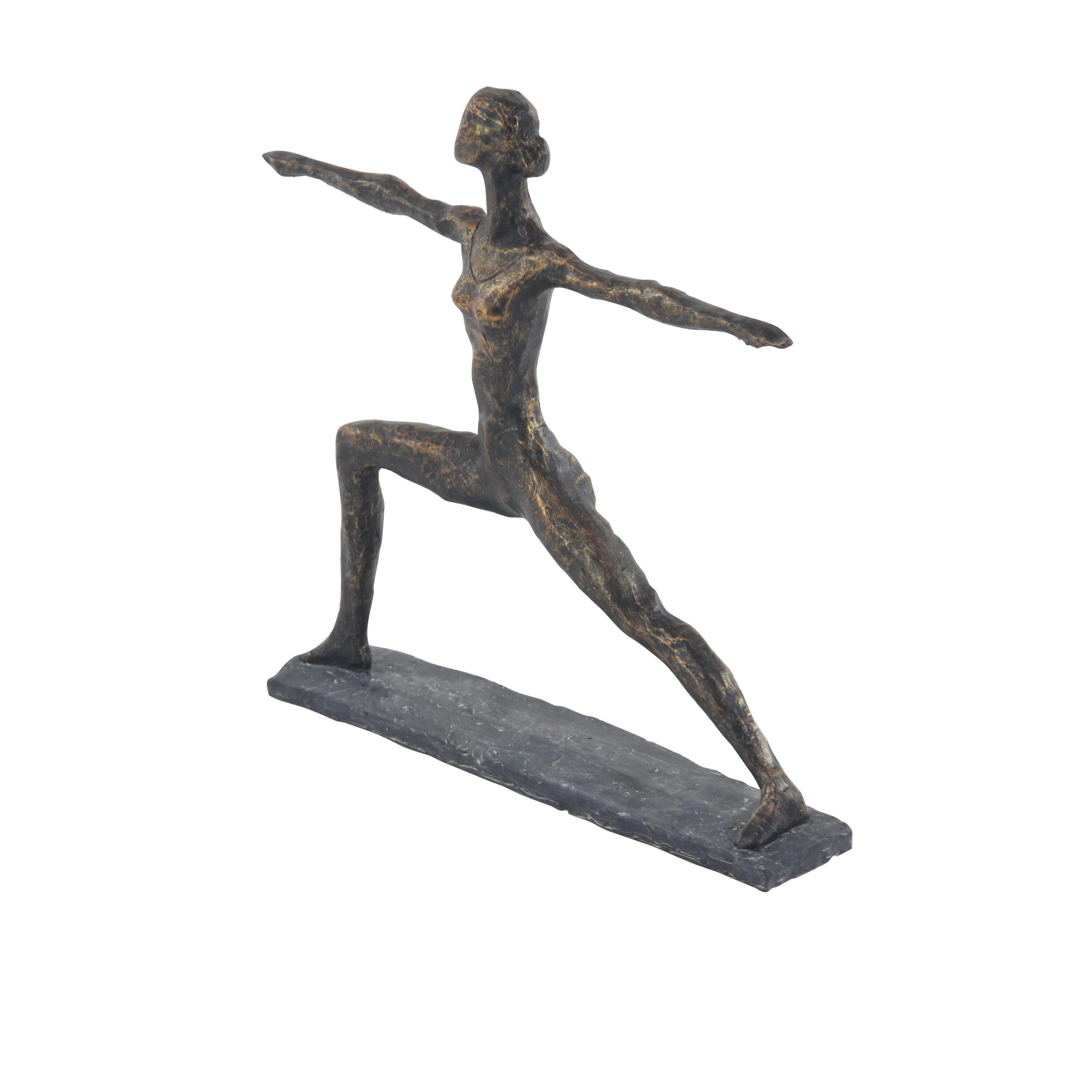 14" x 12" Brass Polystone Yoga Sculpture, by DecMode