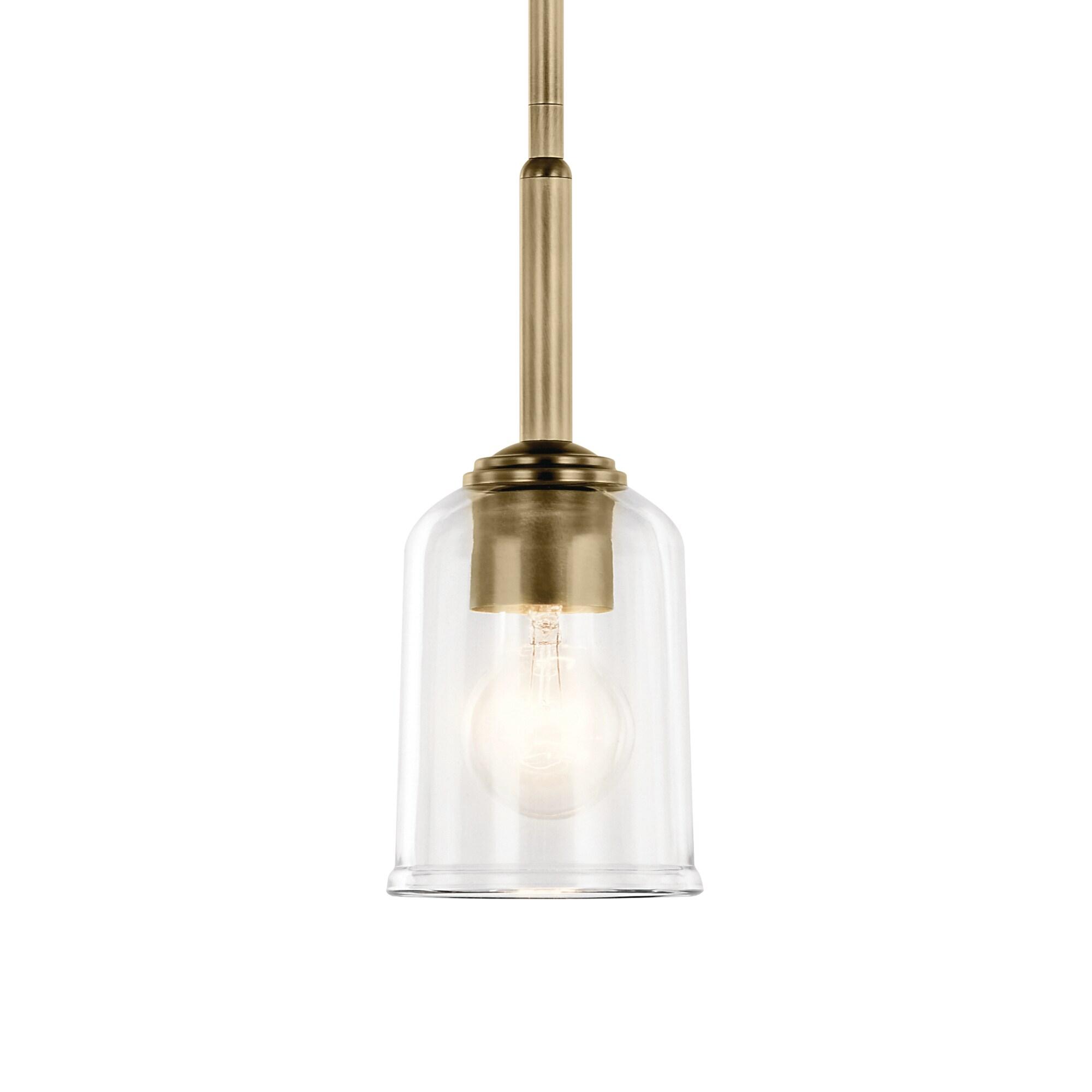 Kichler 43674 Shailene 5" Wide Mini Pendant - Natural Brass / Clear