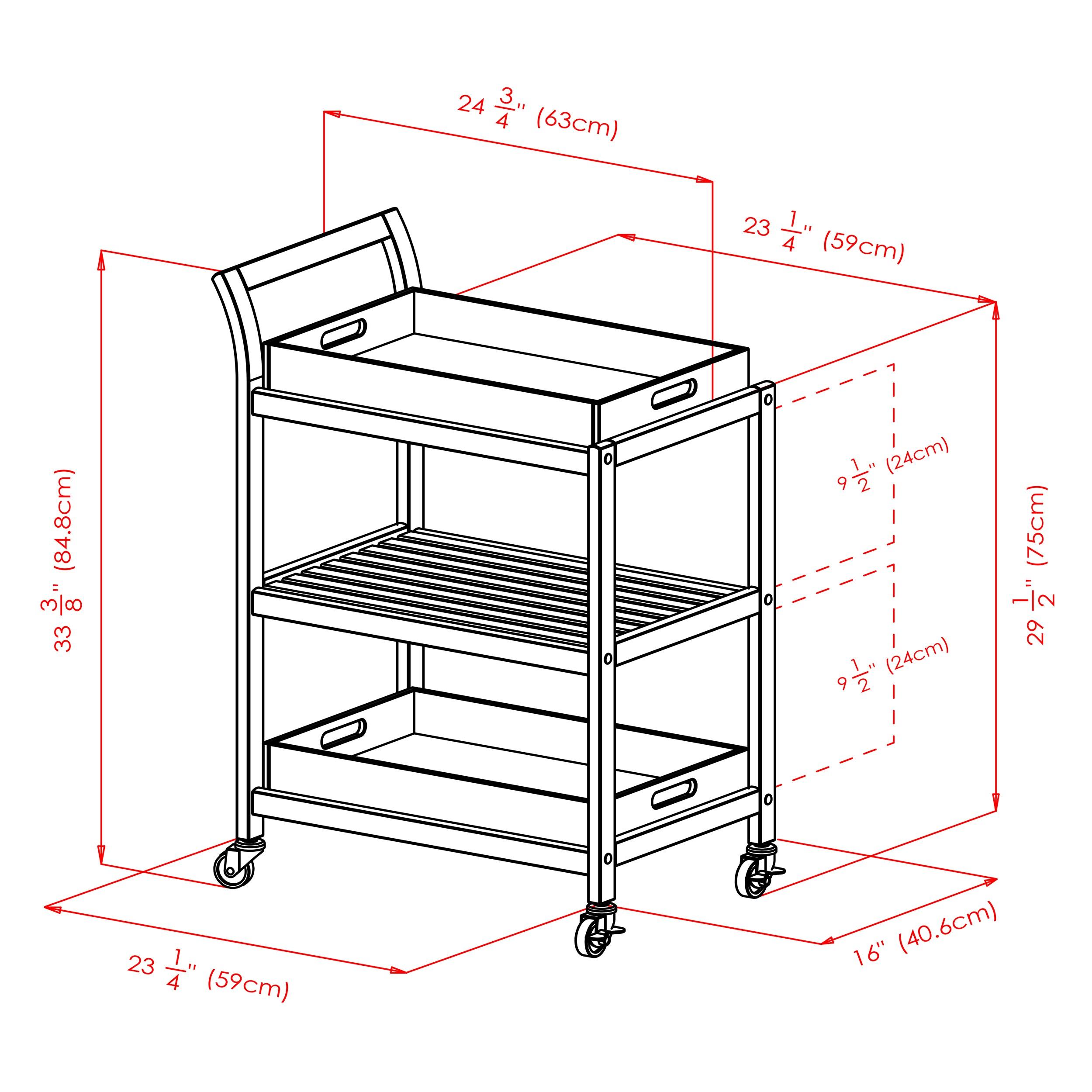 Skyline Decor Albert 33.27'' H x 24.8'' W Utility Cart with Wheels