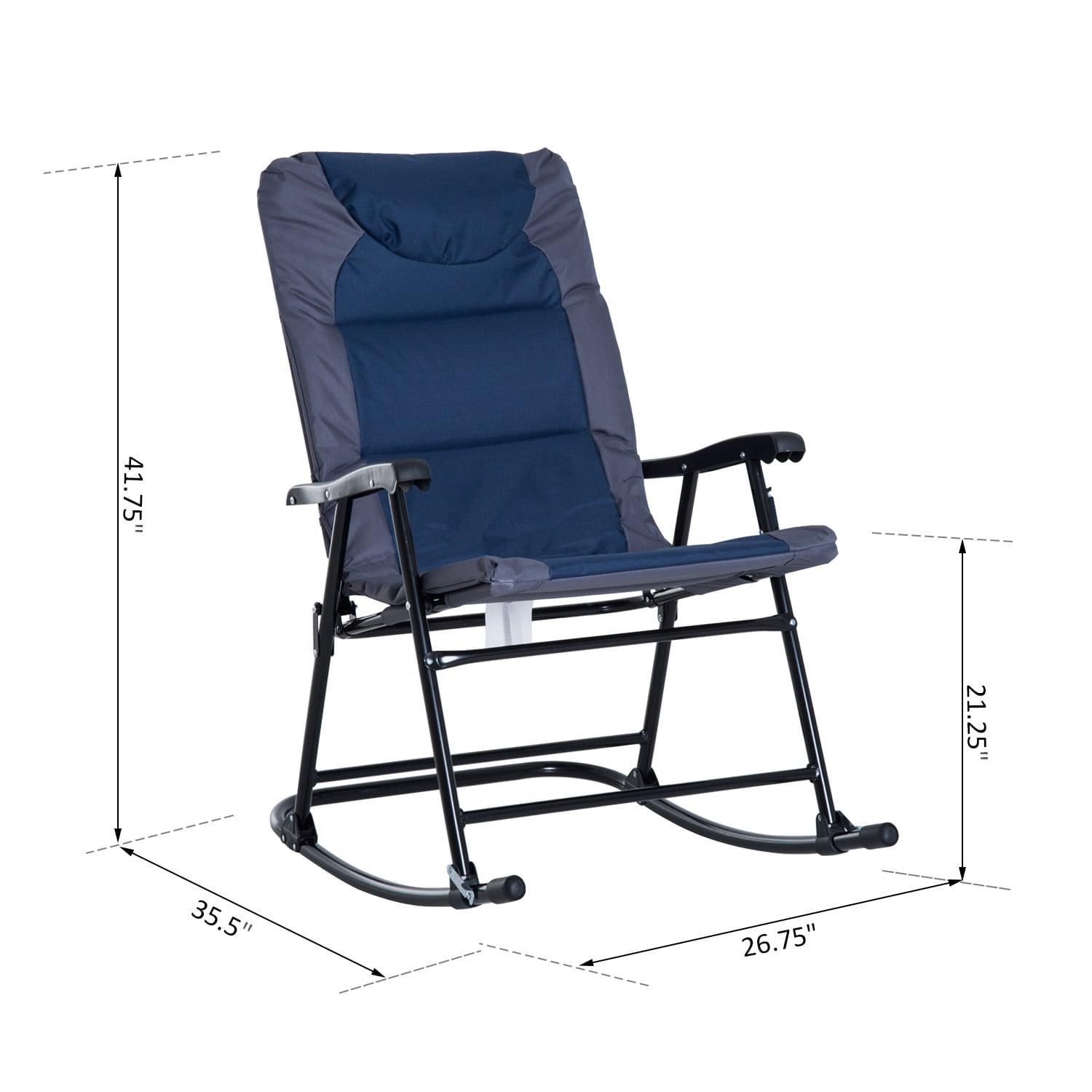 Navy Blue and Black Steel Rocking Dining Chair with Cushions