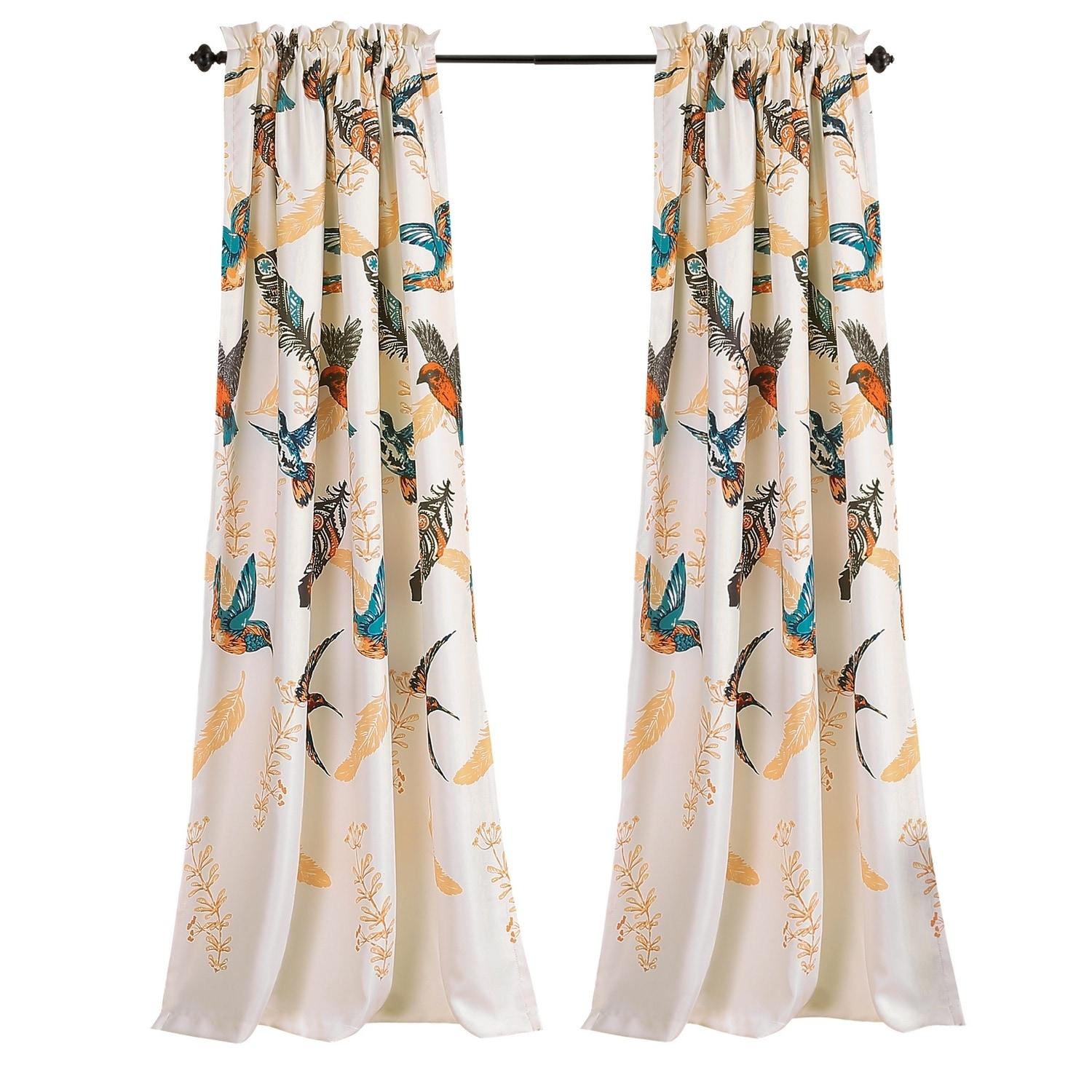 Lush Decor Bird Breeze Polyester Room Darkening Curtain Pair (Set of 2)