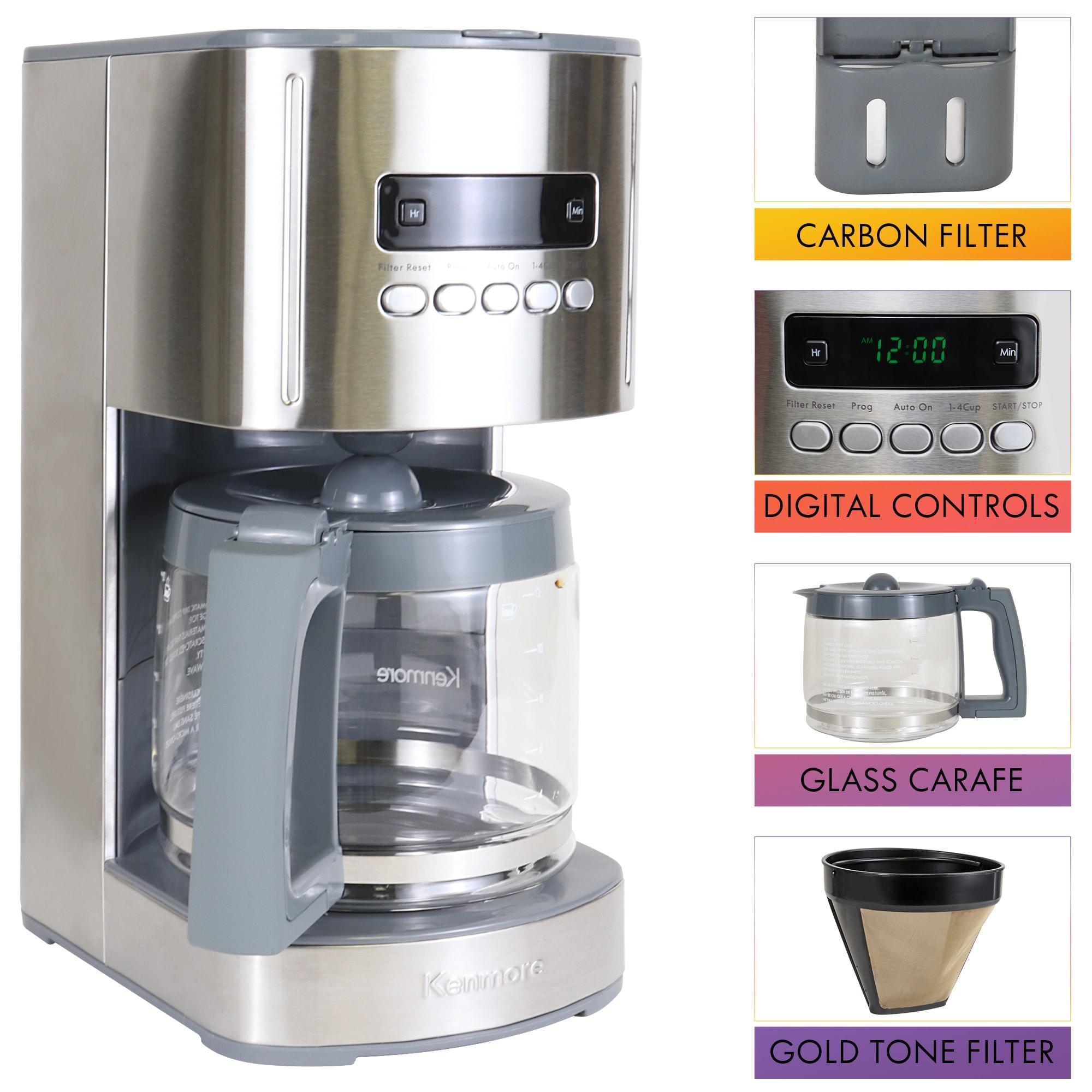 Kenmore Kenmore 12 Cup Programmable Coffee Maker, Stainless Steel, with Reusable Filter KKCM12S