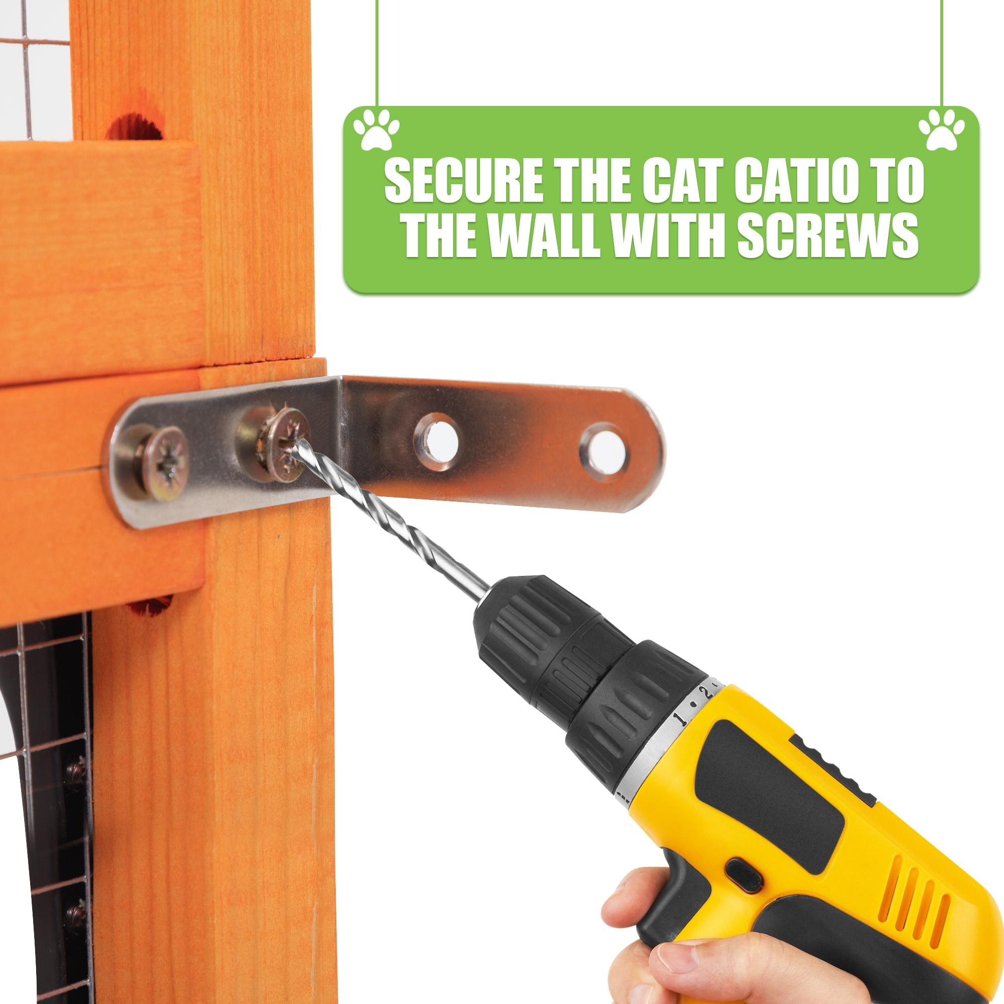 COZIWOW Outdoor Cat Enclosure, Catio Pet Safe House, 104" Extra Large Indoor Window Box with 7 Platforms, Resting Houses, and Walk-In Door, Orange