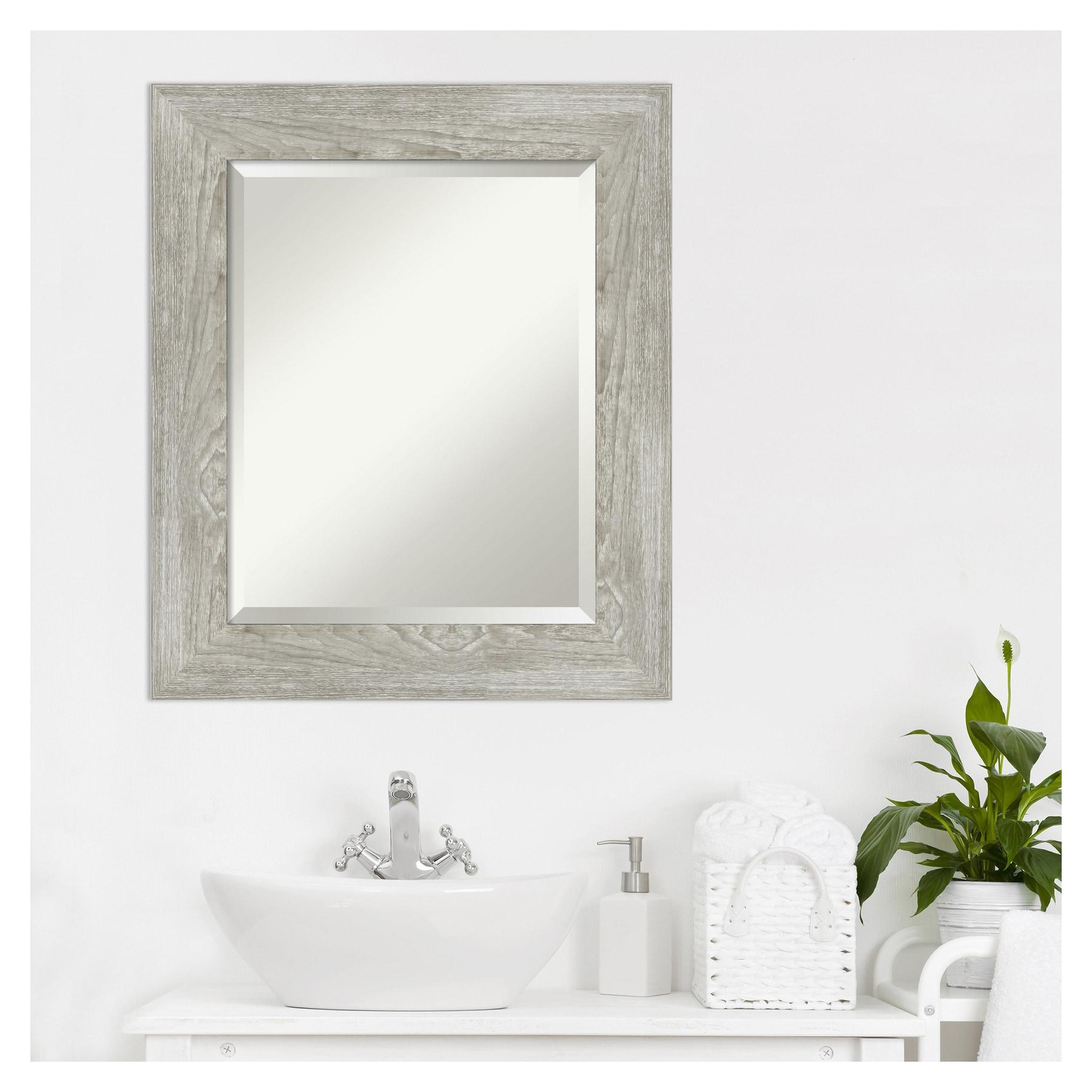 22" x 26" Dove Graywash Framed Bathroom Vanity Wall Mirror - Amanti Art: Modern, Beveled, Wood Frame