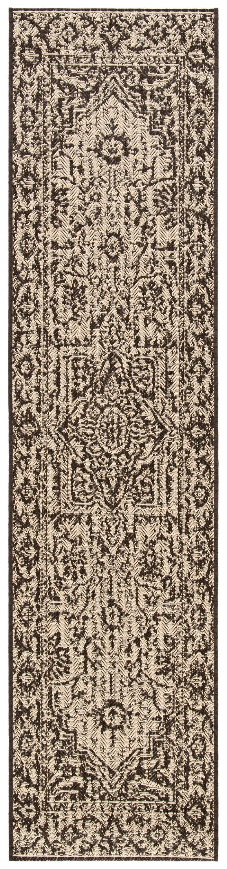 Beach House BHS139 Power Loomed Indoor/Outdoor Runner Rug - Creme/Brown - 2'2"x12' - Safavieh