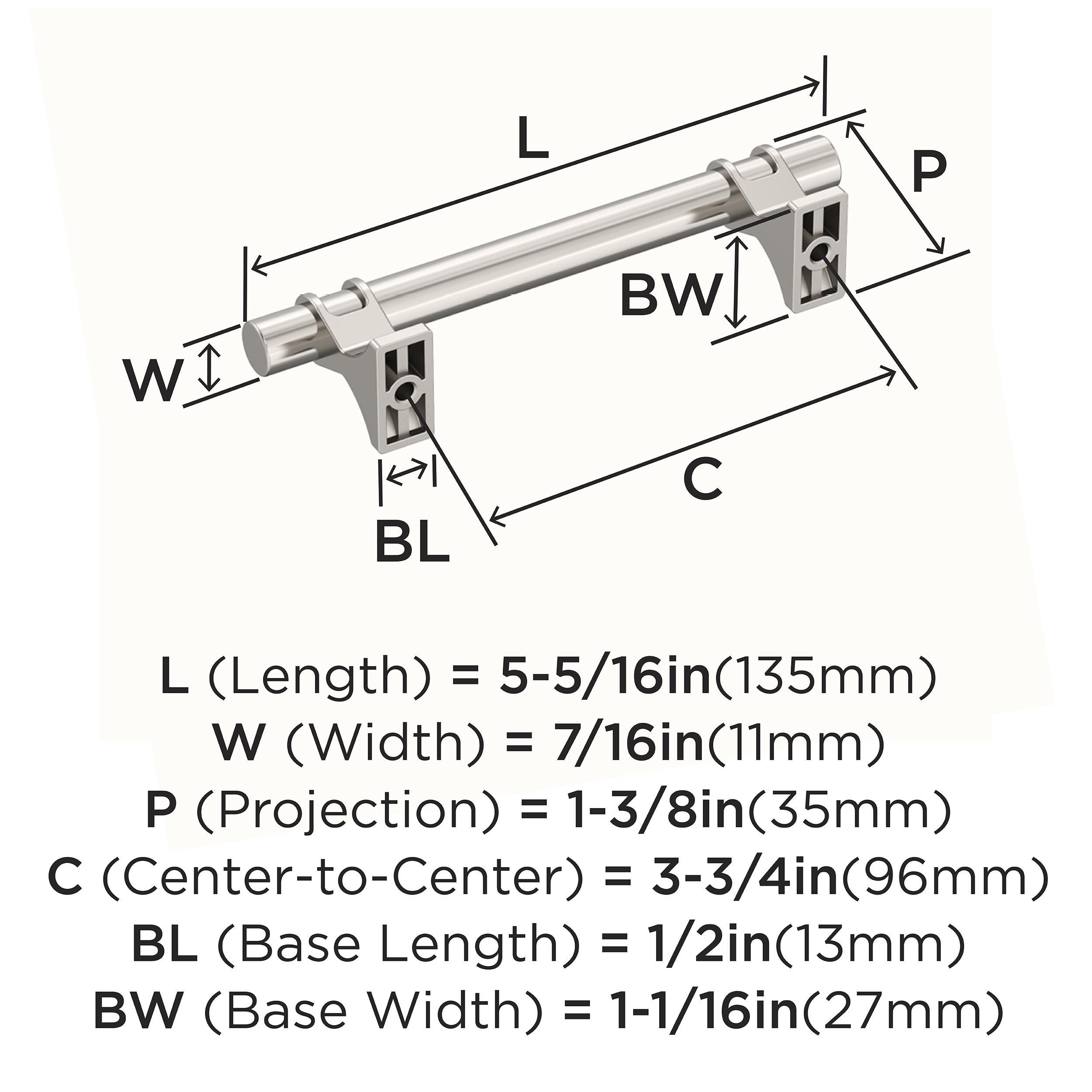 Amerock Davenport 3-3/4 inch (96mm) Center-to-Center Polished Nickel Cabinet Pull