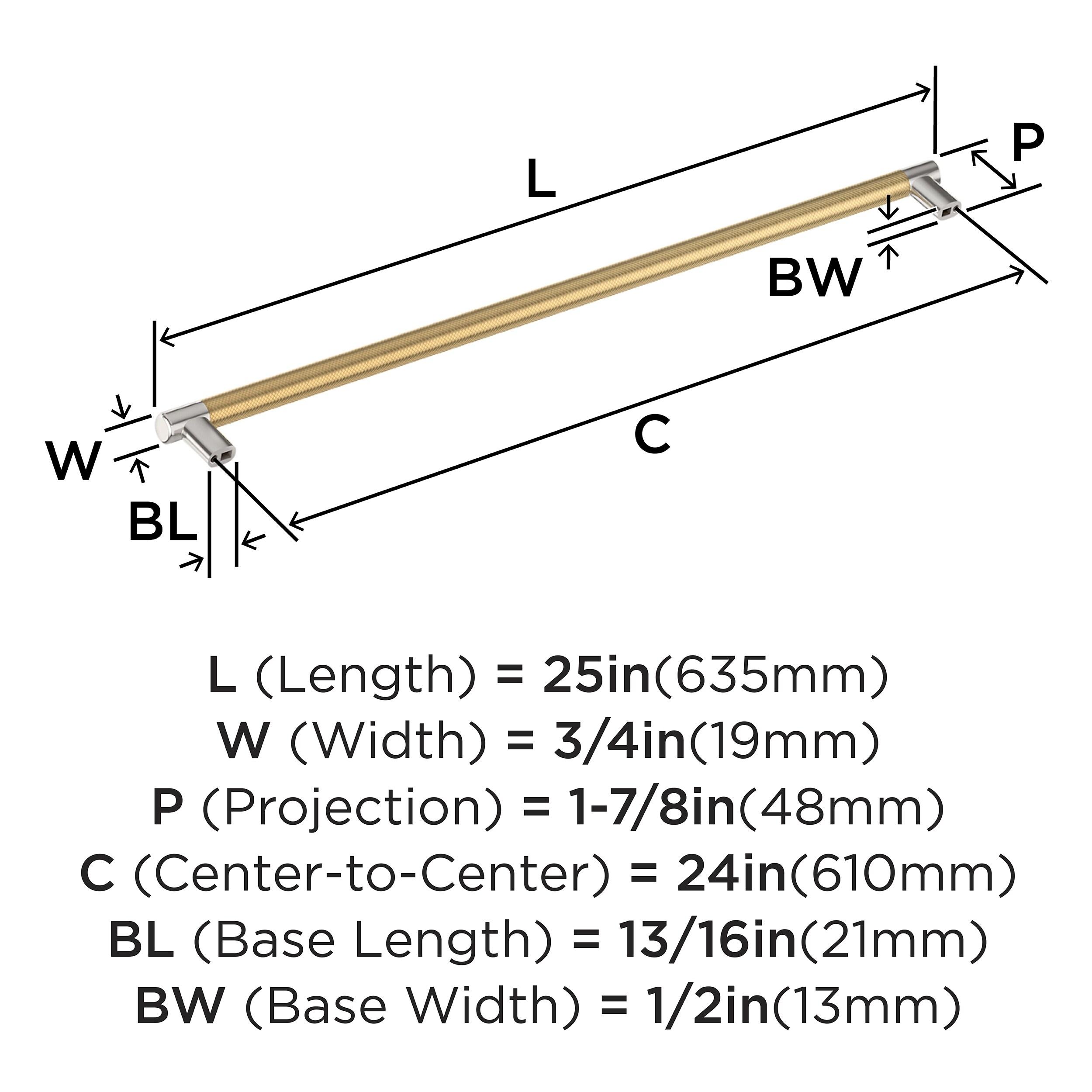 Amerock Esquire 24 inch (610mm) Center-to-Center Polished Nickel/Champagne Bronze Appliance Pull