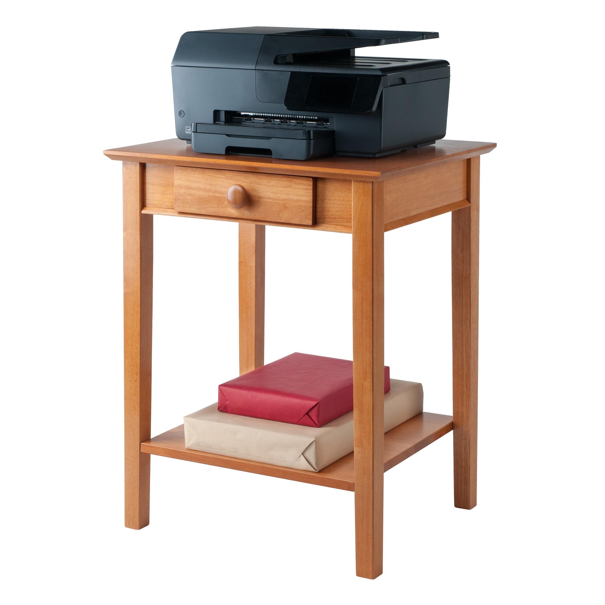 Winsome Studio End / Printer Table Honey: Wood Composite Stand with Drawer, Living Room Accent