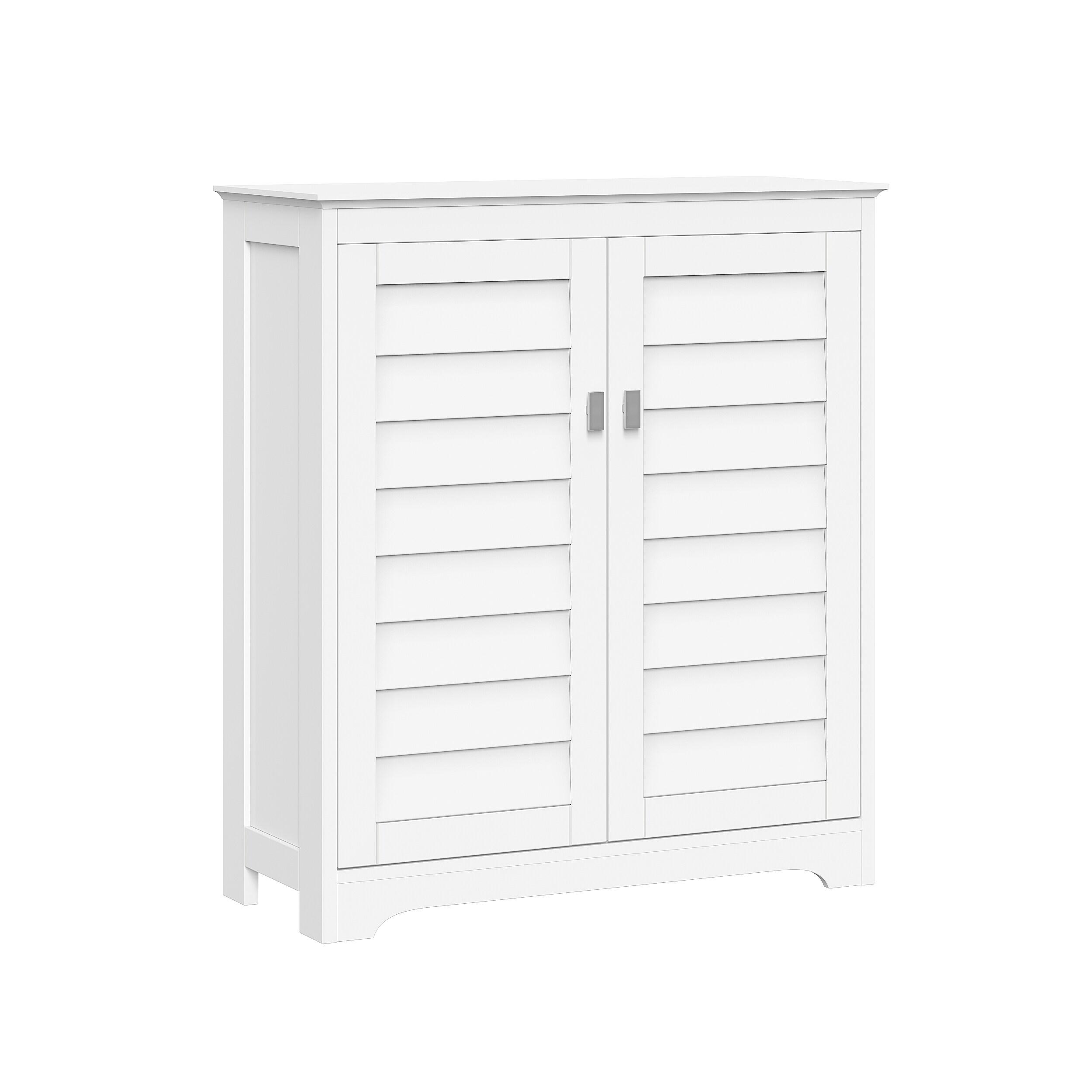 RiverRidge Brookfield Two-Door Floor Bathroom and Laundry Storage Cabinet and Organizer with Adjustable Shelves - White