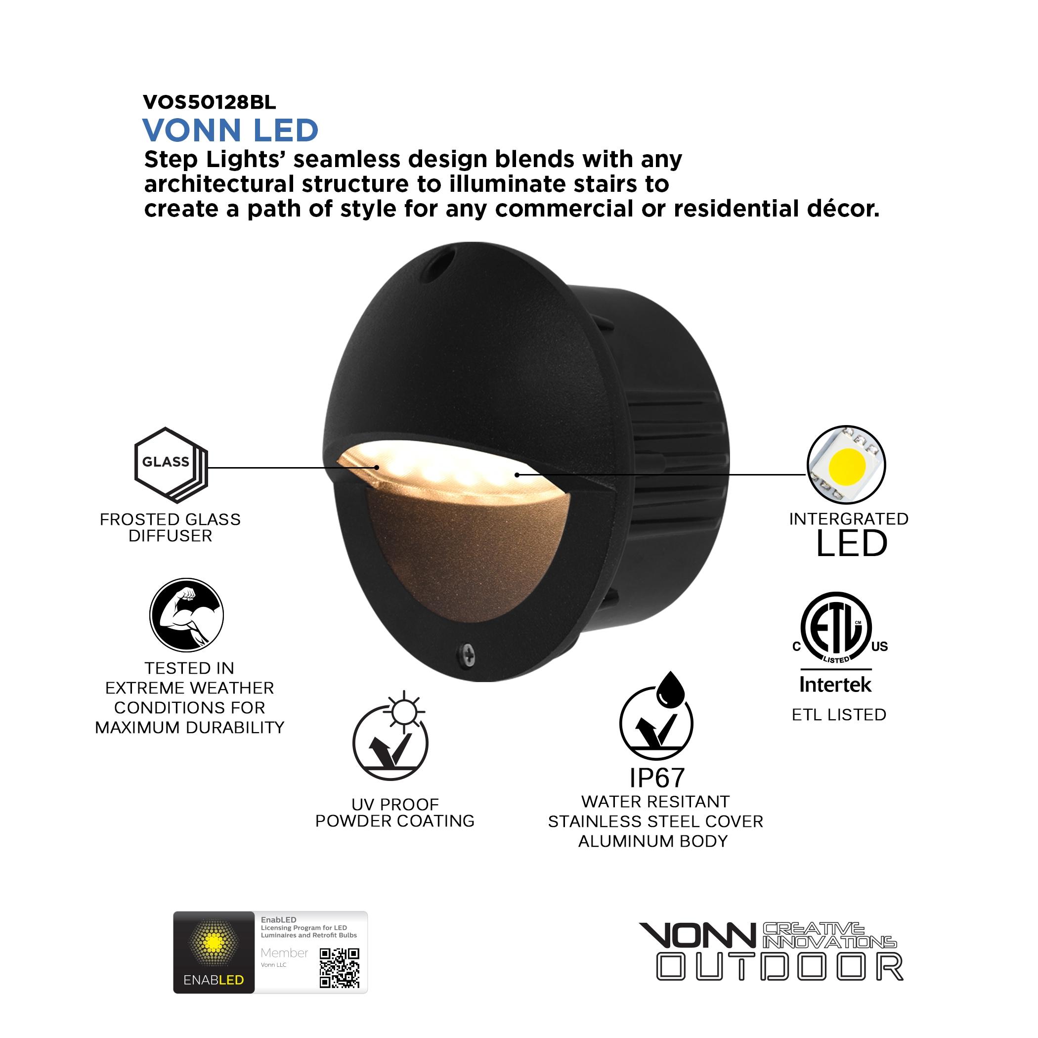 VONN Lighting 5-in Modern Low-Voltage 3-Watt ETL Certified Integrated LED Outdoor Steps Light