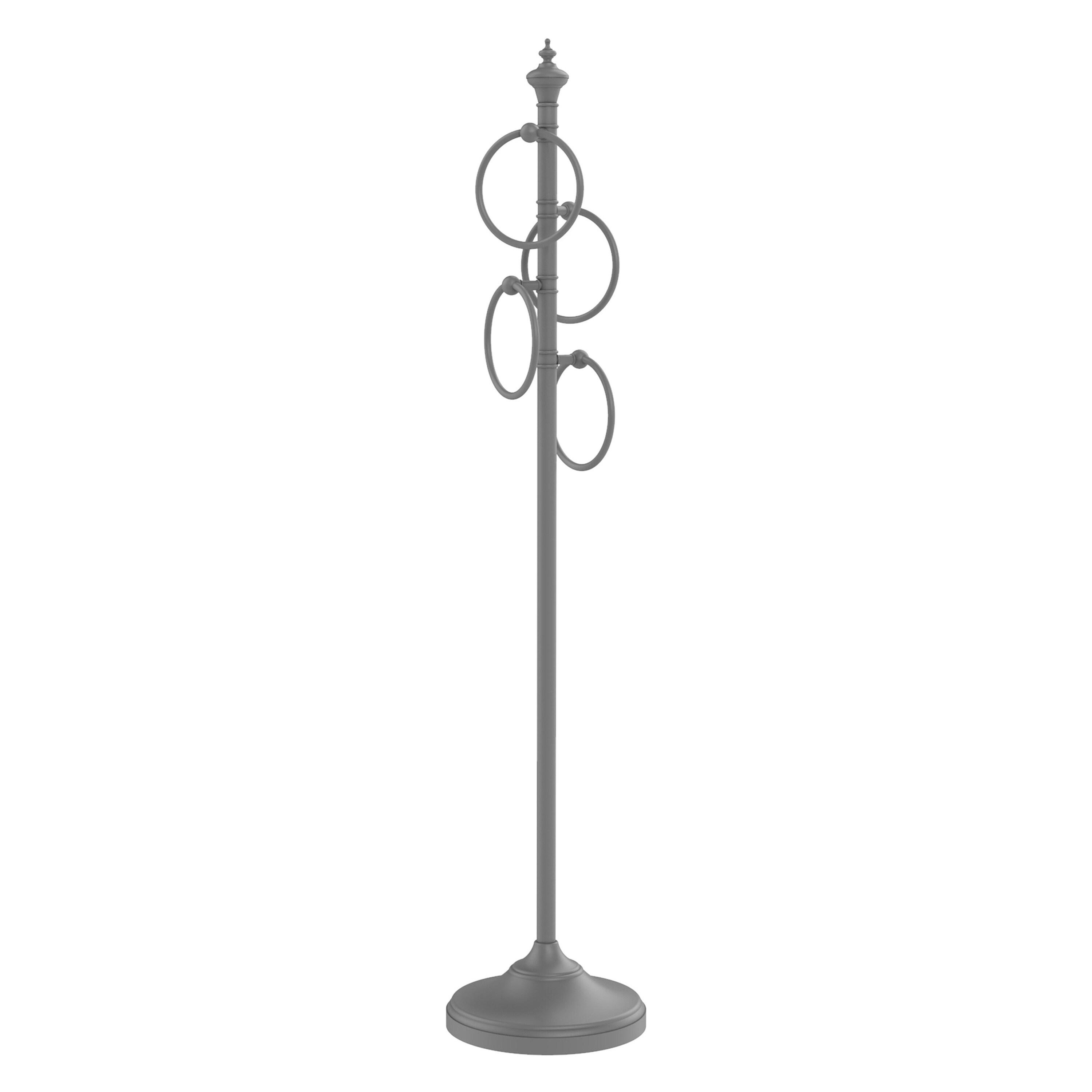 Matte Gray Brass Floor Standing Towel Ring Stand