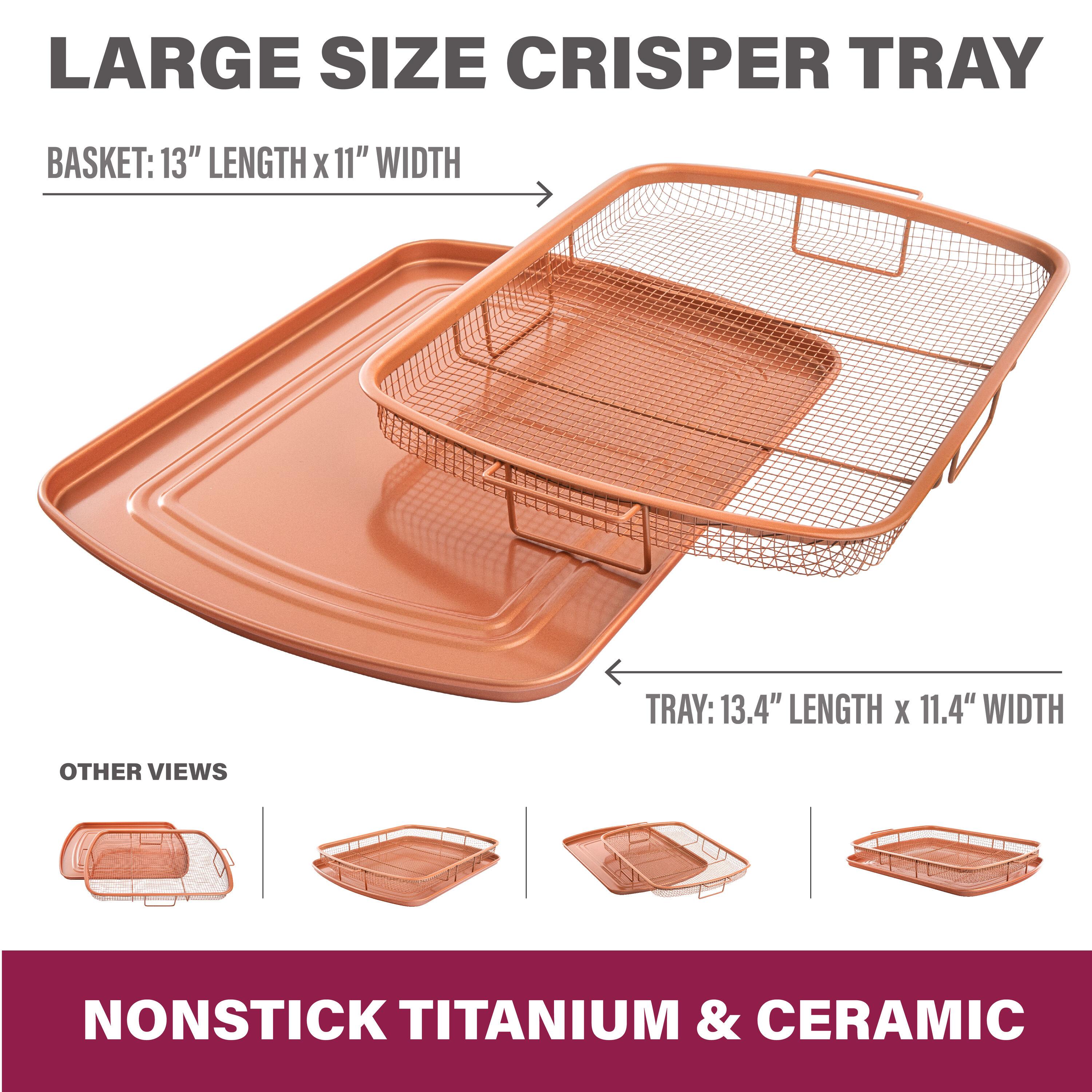 Gotham Steel Large Nonstick Air Fryer Tray for Oven with Recipe Book - 13.4" x 11.4"