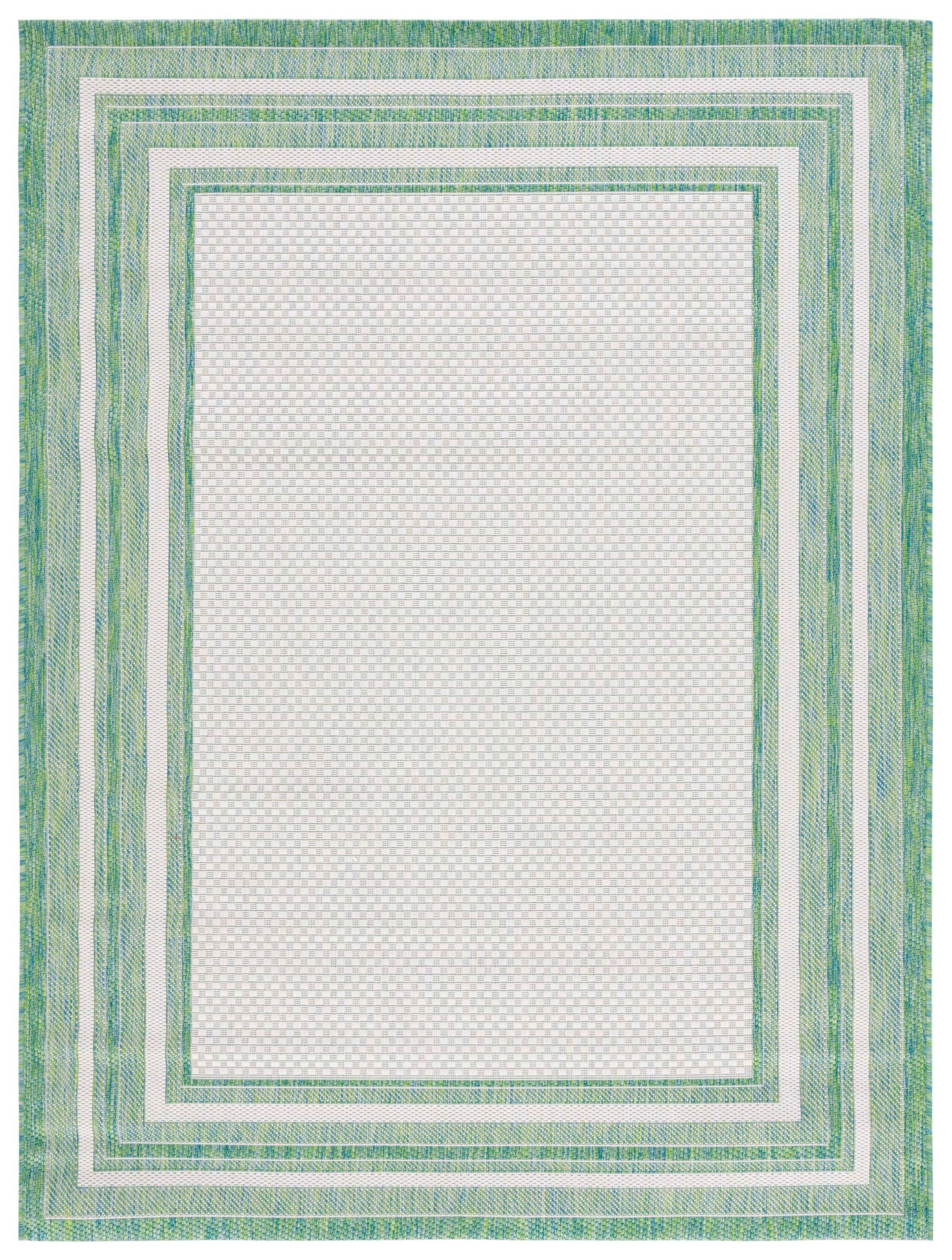 Courtyard CY8475 Power Loomed Indoor and Outdoor Area Rug - Ivory/Green - 5'3"x7'7" - Safavieh