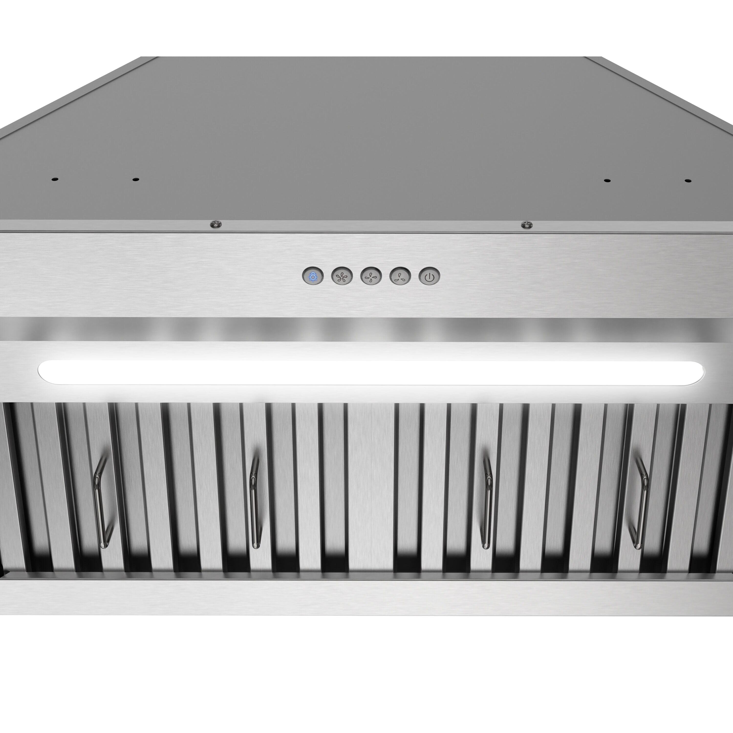 Streamline Bath Streamline 28 In. T-4267-1-CL Belsito Convertible Insert 350 CFM Range Hood In Brushed Stainless Steel With Baffle Filters, Electronic Button Control, LED Light T-4267-1-CL