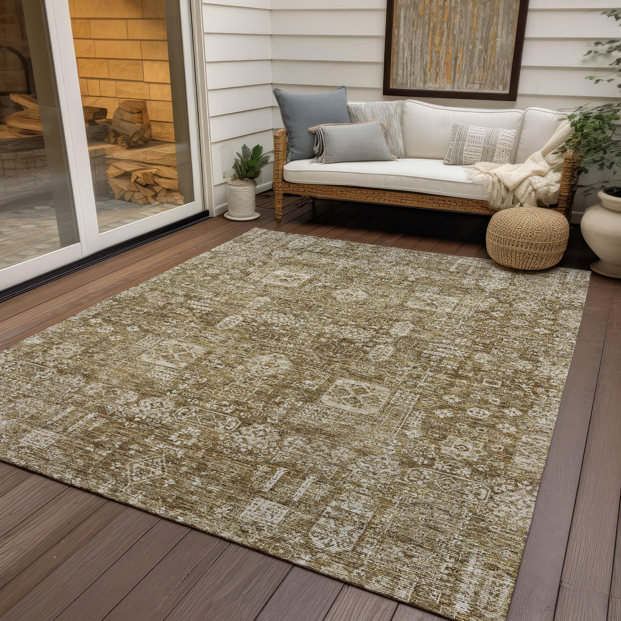Brown Synthetic Flat Woven Washable Rectangular Rug 3' x 5'